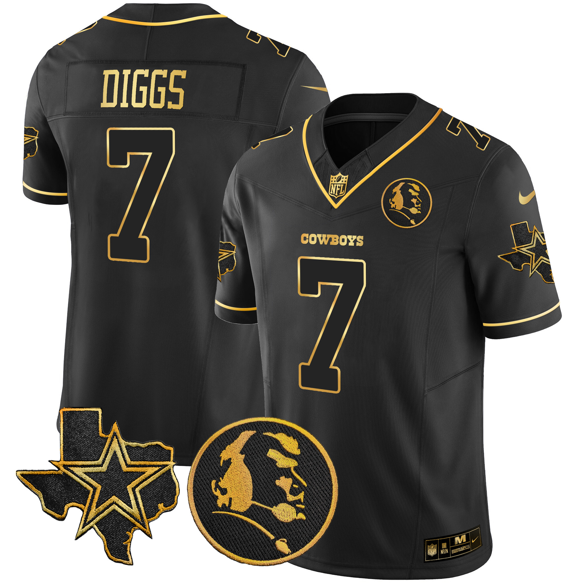 Men's Cowboys Texas & John Madden Patch Gold Vapor Limited Jersey - All Stitched - Image 23