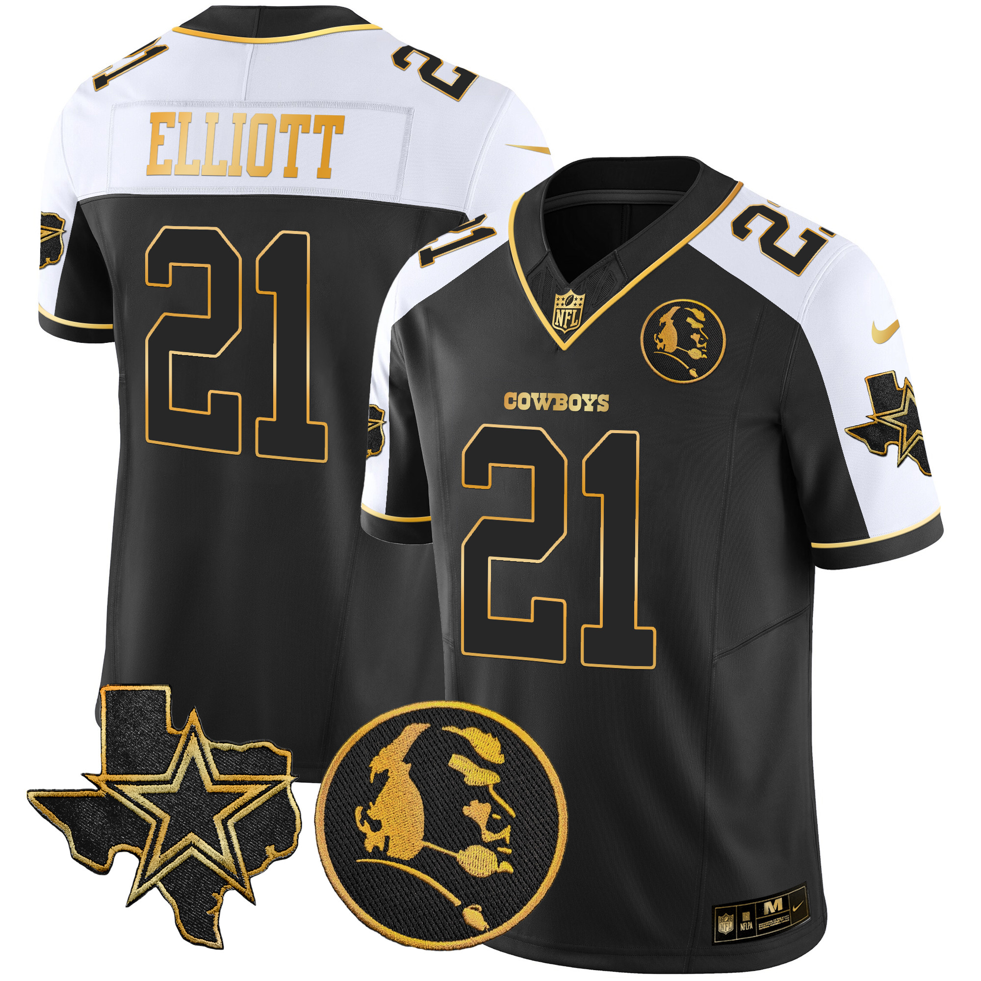 Men's Cowboys Texas & John Madden Patch Gold Vapor Limited Jersey - All Stitched - Image 6