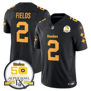 Men's Steelers 50th Anniversary Of Super Bowl IX Patch Vapor Limited Jersey V2 - All Stitched