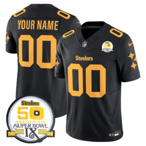 Steelers 50th Anniversary Of Super Bowl IX Patch Vapor Limited Custom Jersey V2 - All Stitched