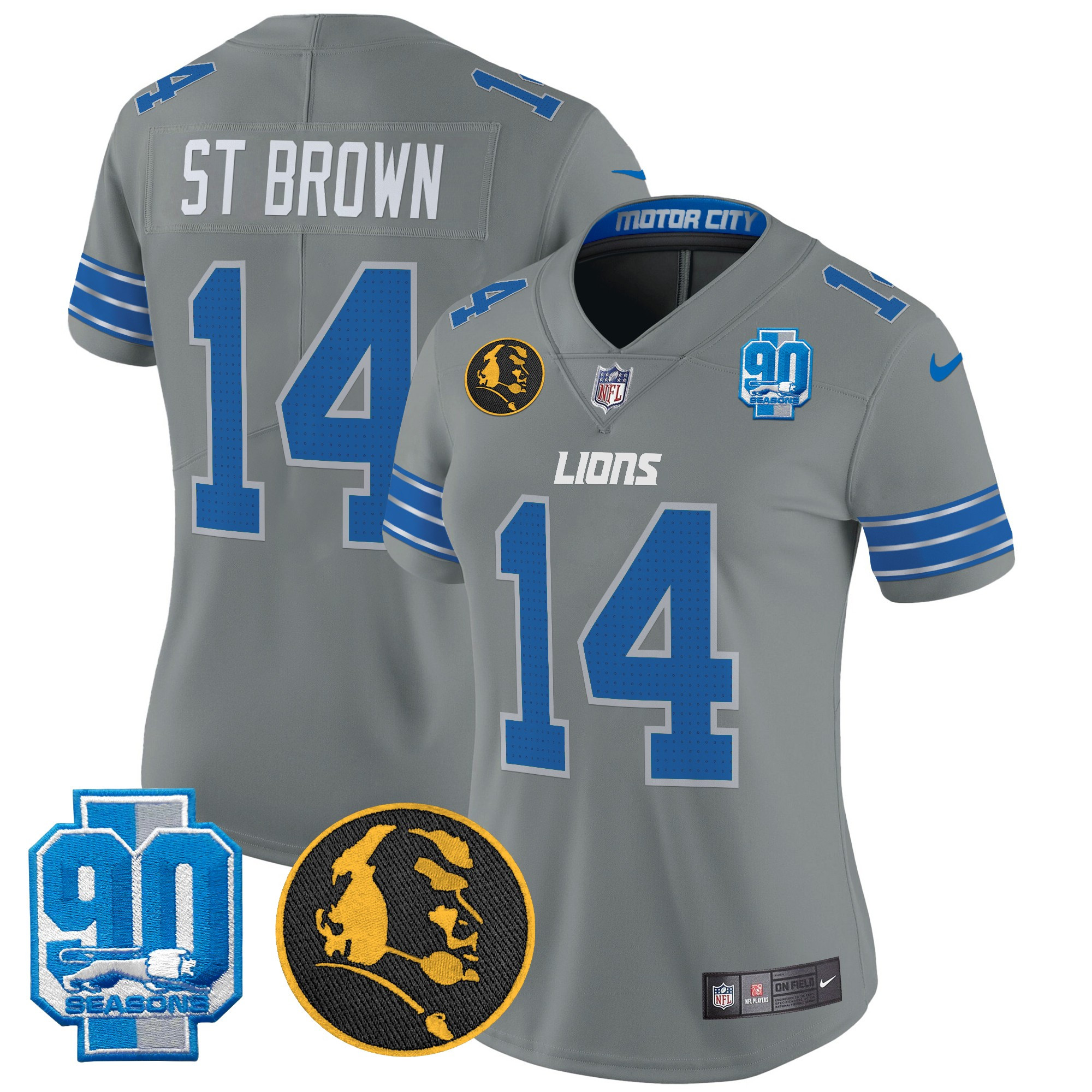 Women's Detroit Lions 2024 90th & John Madden Patch Vapor Limited Jersey - All Stitched - Image 43