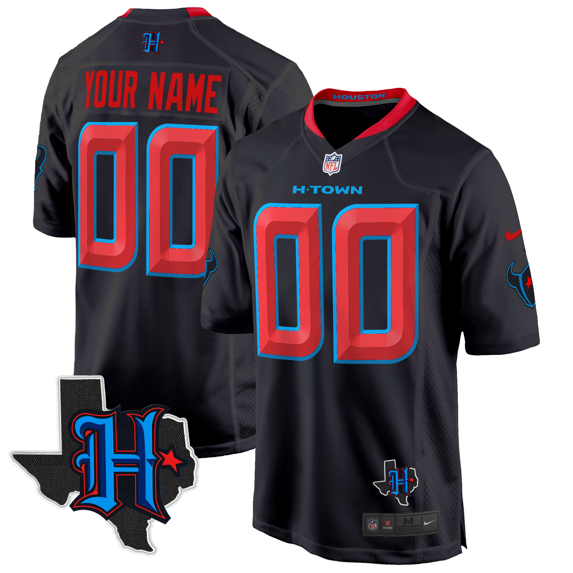 Houston Texans 2024 Texas Patch Game Custom Jersey - All Stitched - Image 2