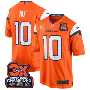 Men's Denver Broncos 3-Time Champions Patch Game Jersey - Al Stitched