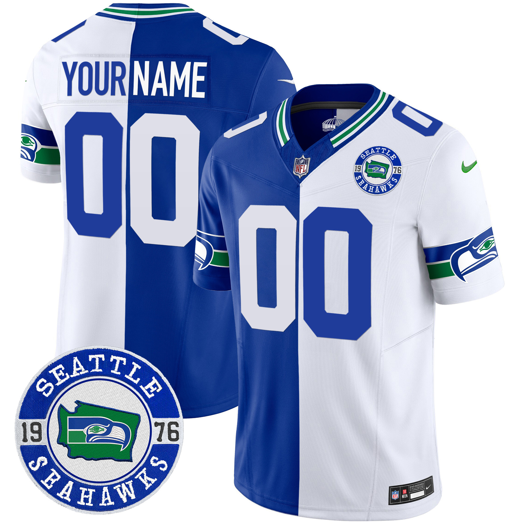 Seahawks Throwback Est. 1976 Patch Vapor Limited Custom Jersey - All Stitched - Image 5