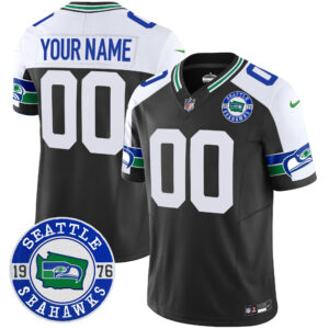 Seahawks Throwback Est. 1976 Patch Vapor Limited Custom Jersey - All Stitched