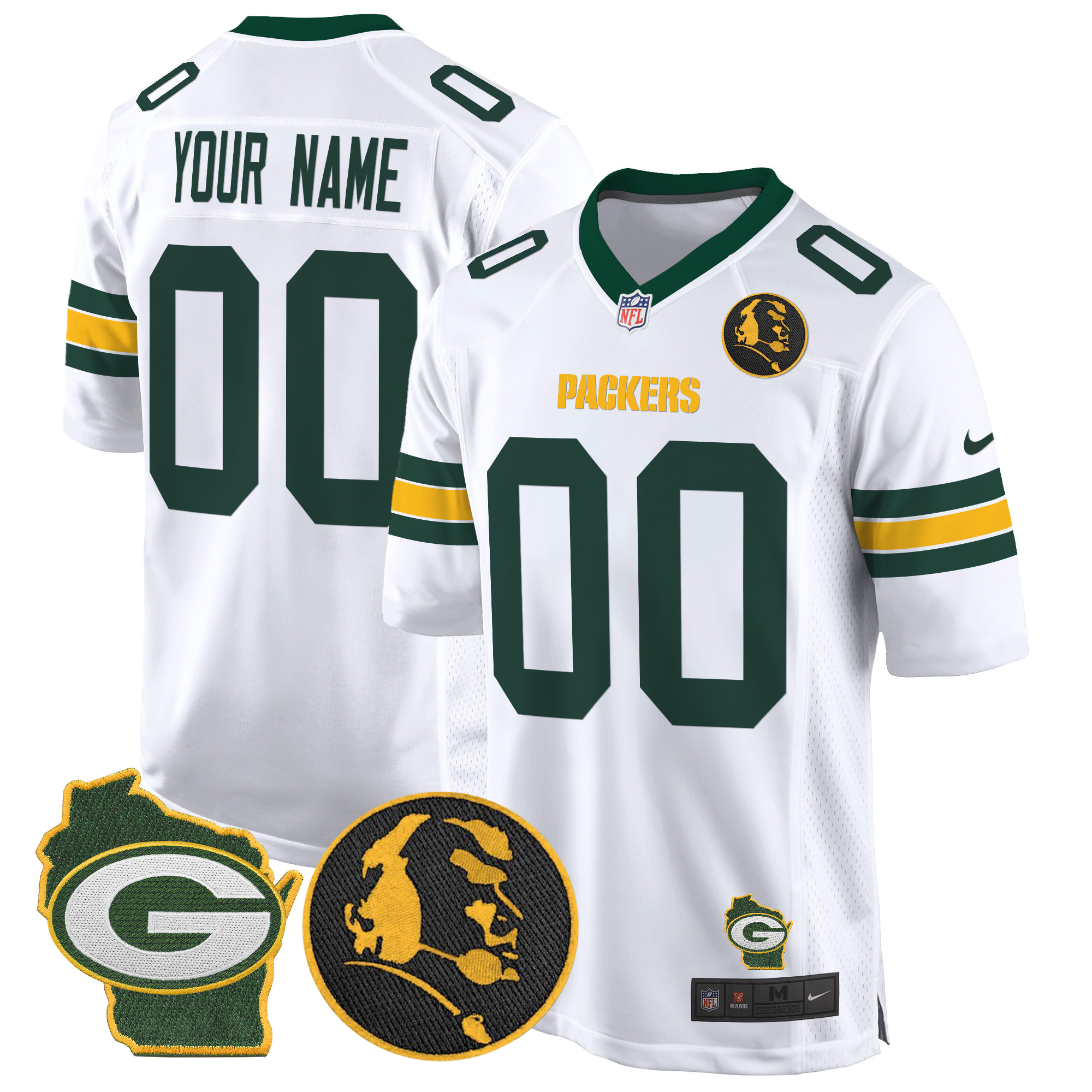Packers John Madden & Home Patch Game Custom Jersey - All Stitched - Image 4