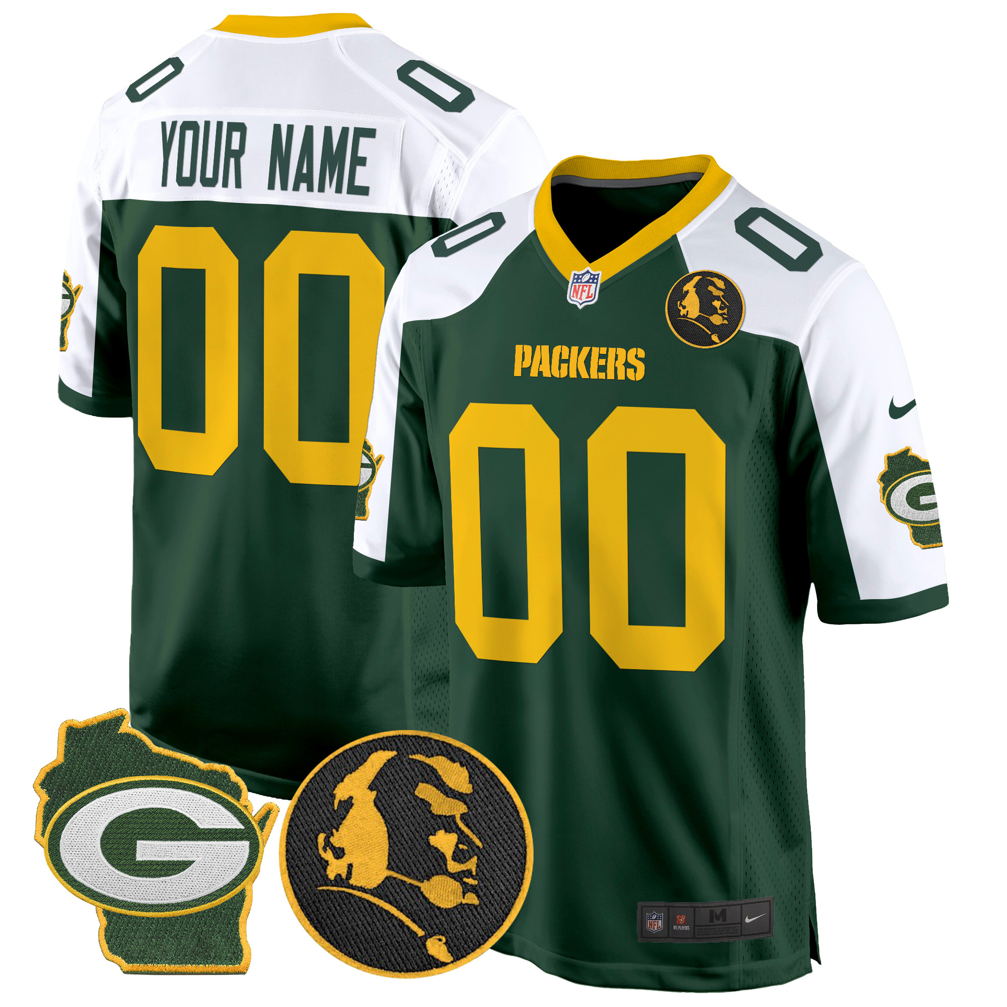 Packers John Madden & Home Patch Game Custom Jersey - All Stitched - Image 2