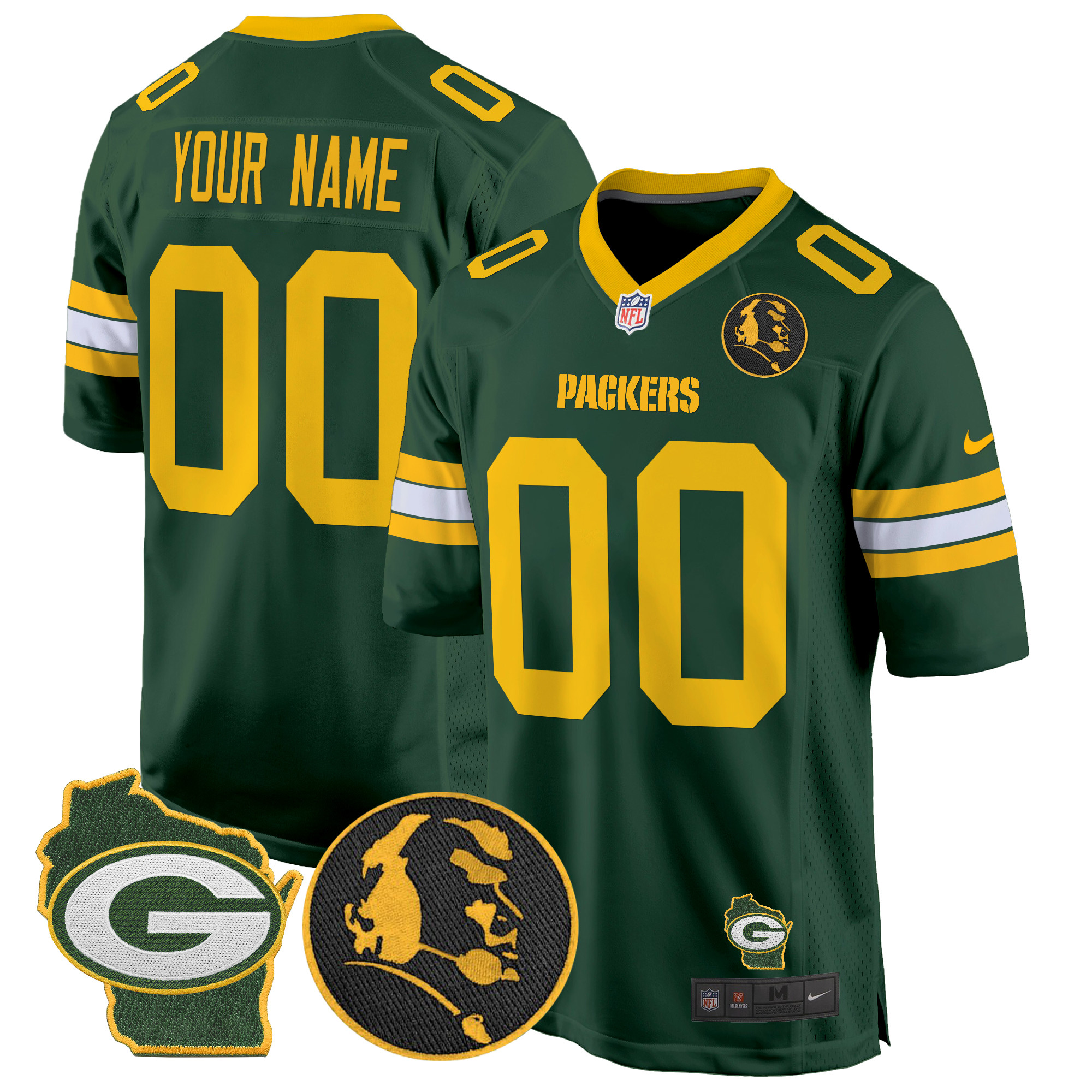 Packers John Madden & Home Patch Game Custom Jersey - All Stitched - Image 3