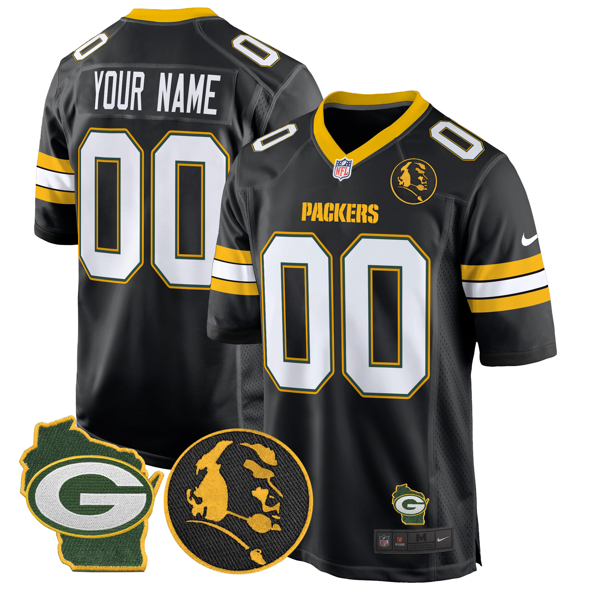 Packers John Madden & Home Patch Game Custom Jersey - All Stitched - Image 5