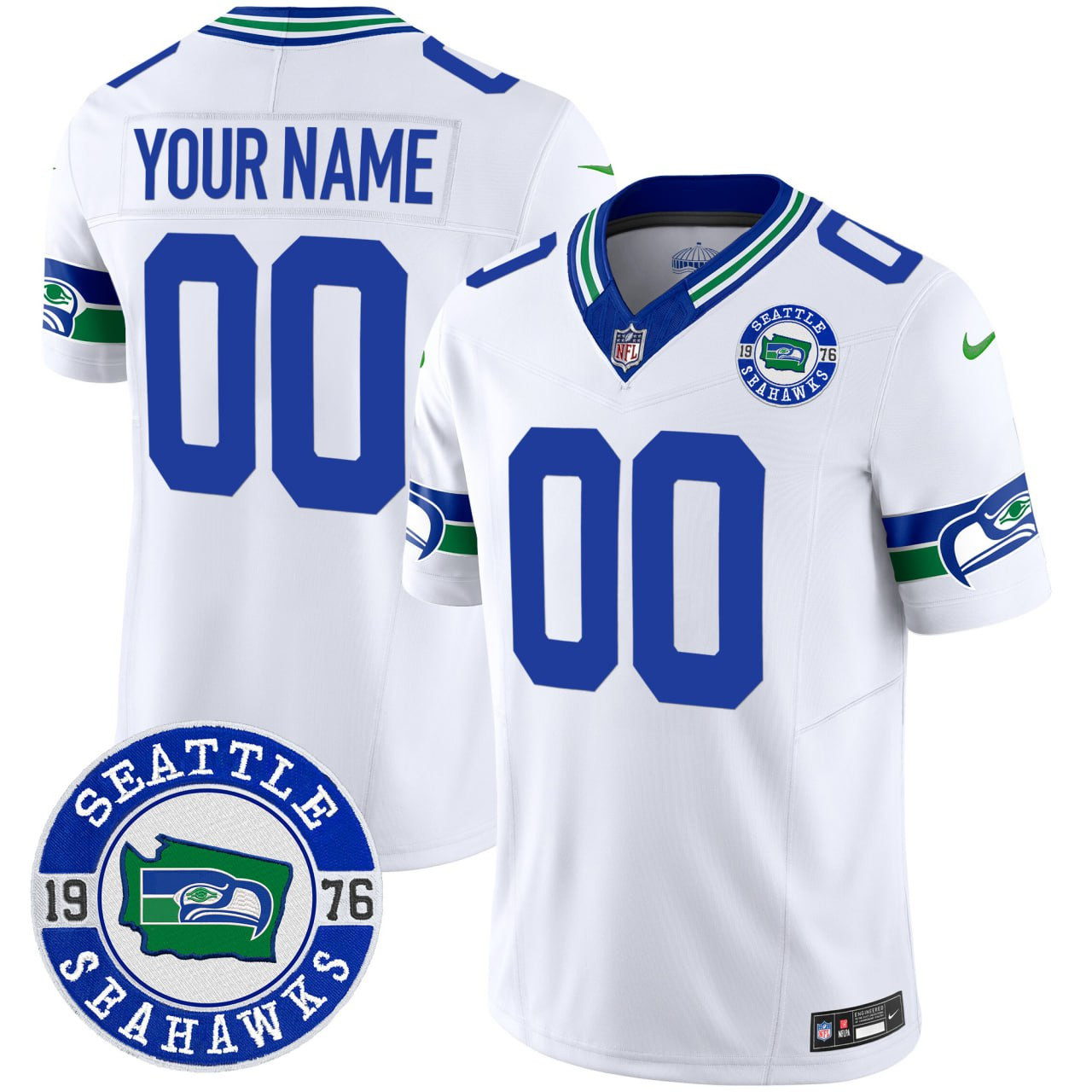Seahawks Throwback Est. 1976 Patch Vapor Limited Custom Jersey - All Stitched - Image 4