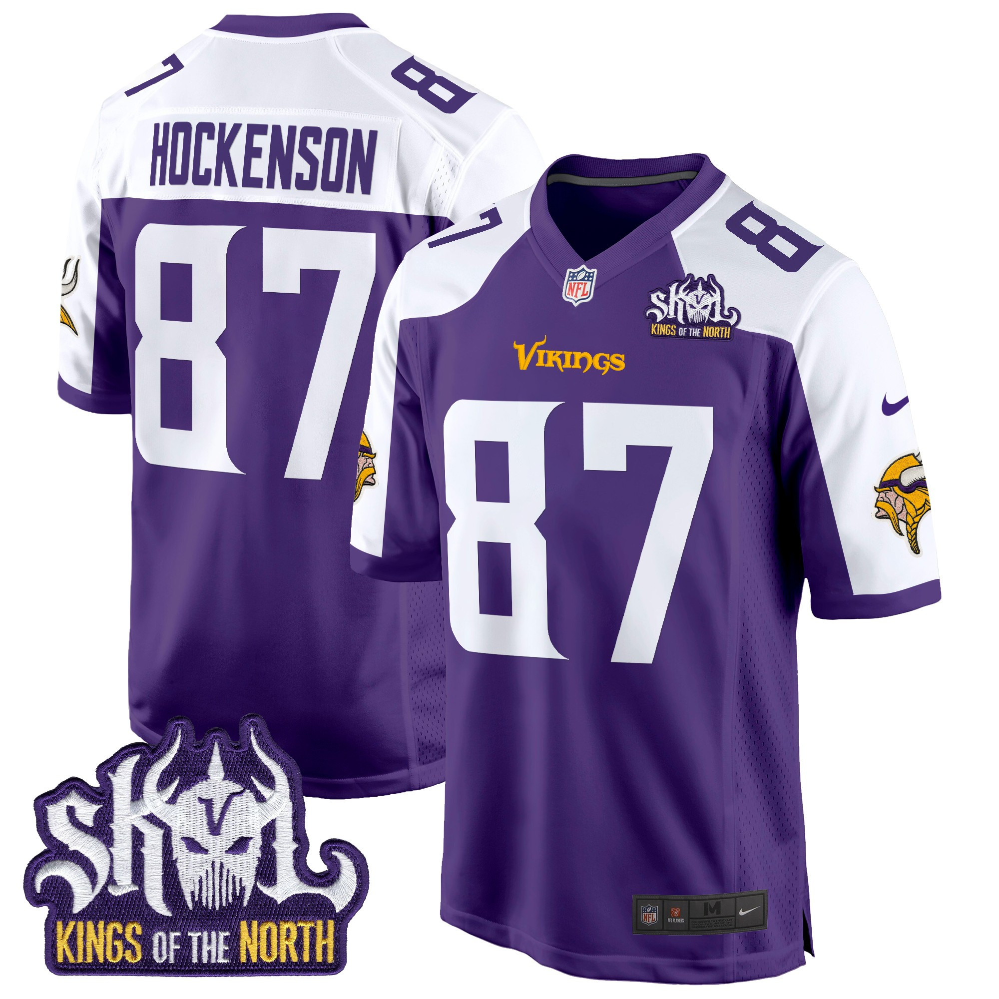 Men's Minnesota Vikings King Of The North Patch Game Jersey - All Stitched - Image 18
