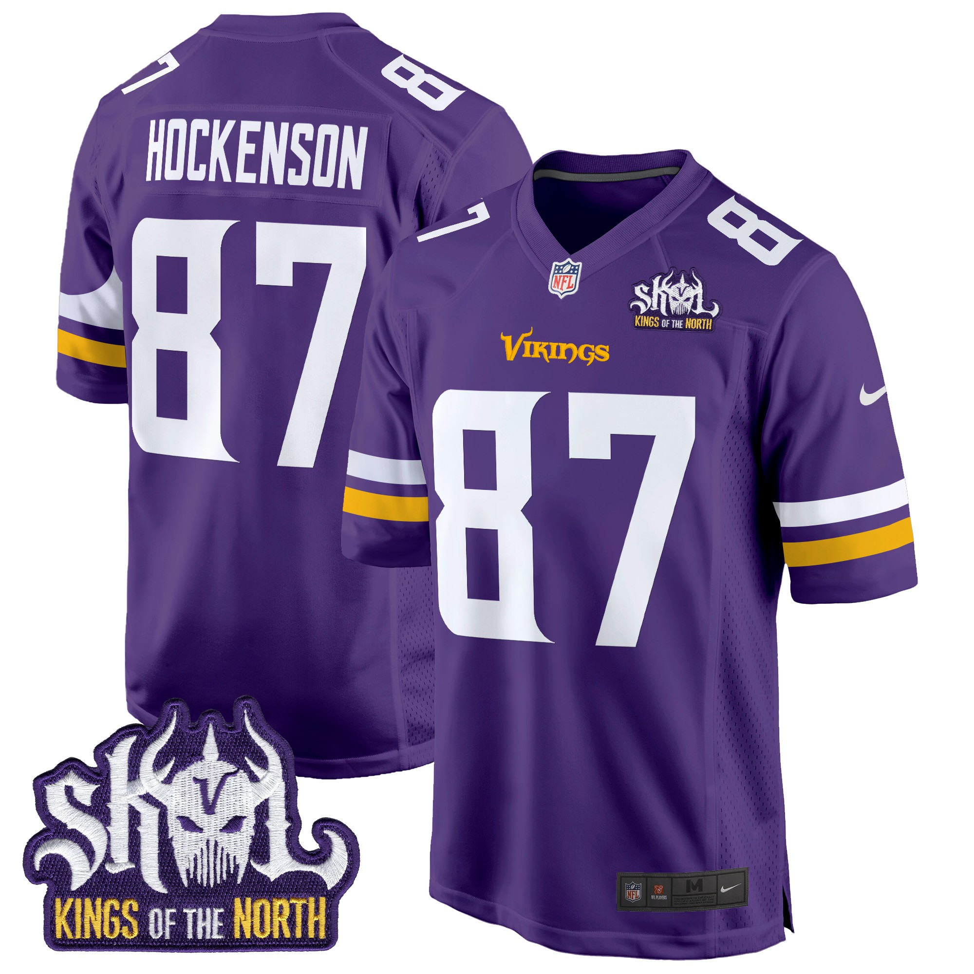 Men's Minnesota Vikings King Of The North Patch Game Jersey - All Stitched - Image 36