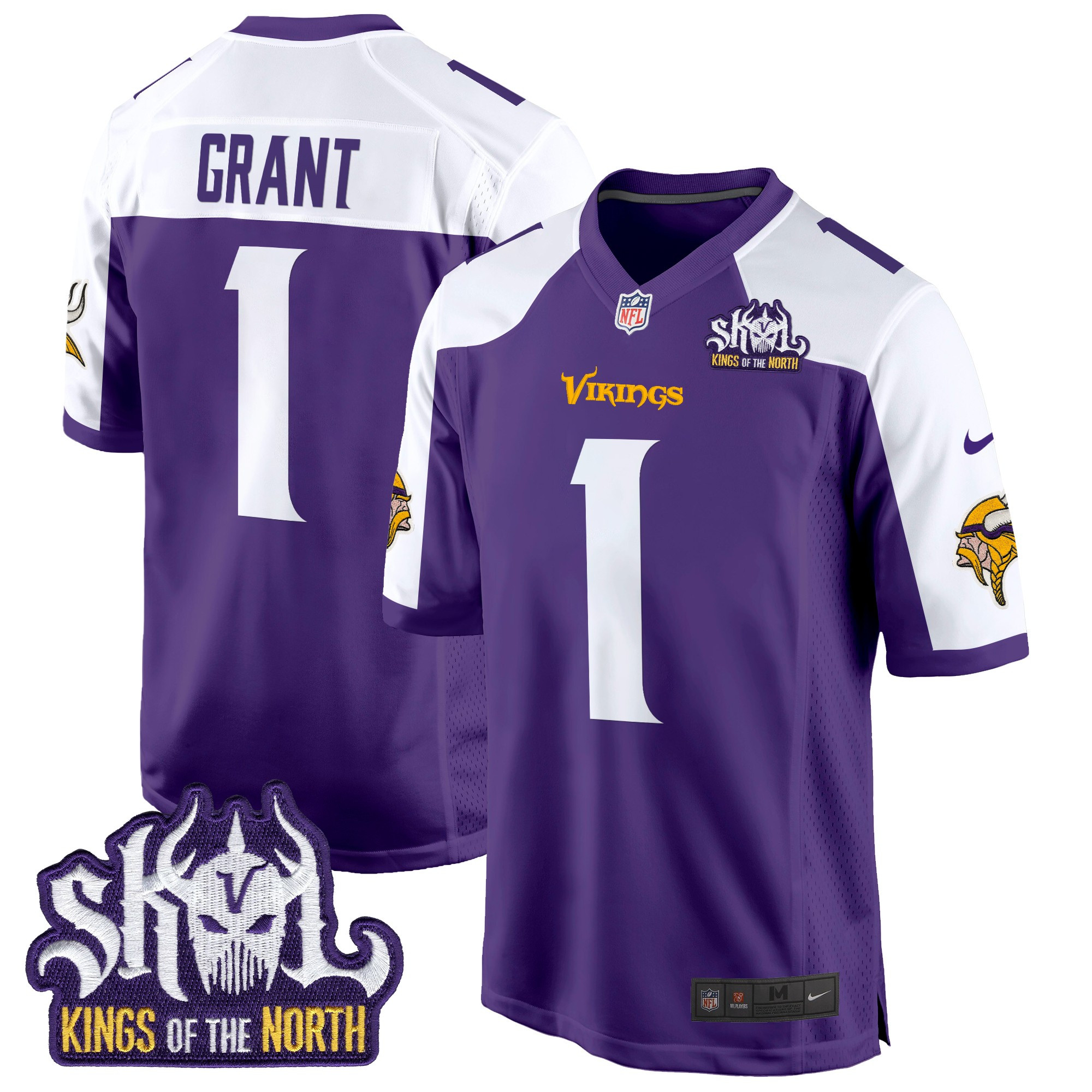 Men's Minnesota Vikings King Of The North Patch Game Jersey - All Stitched - Image 16
