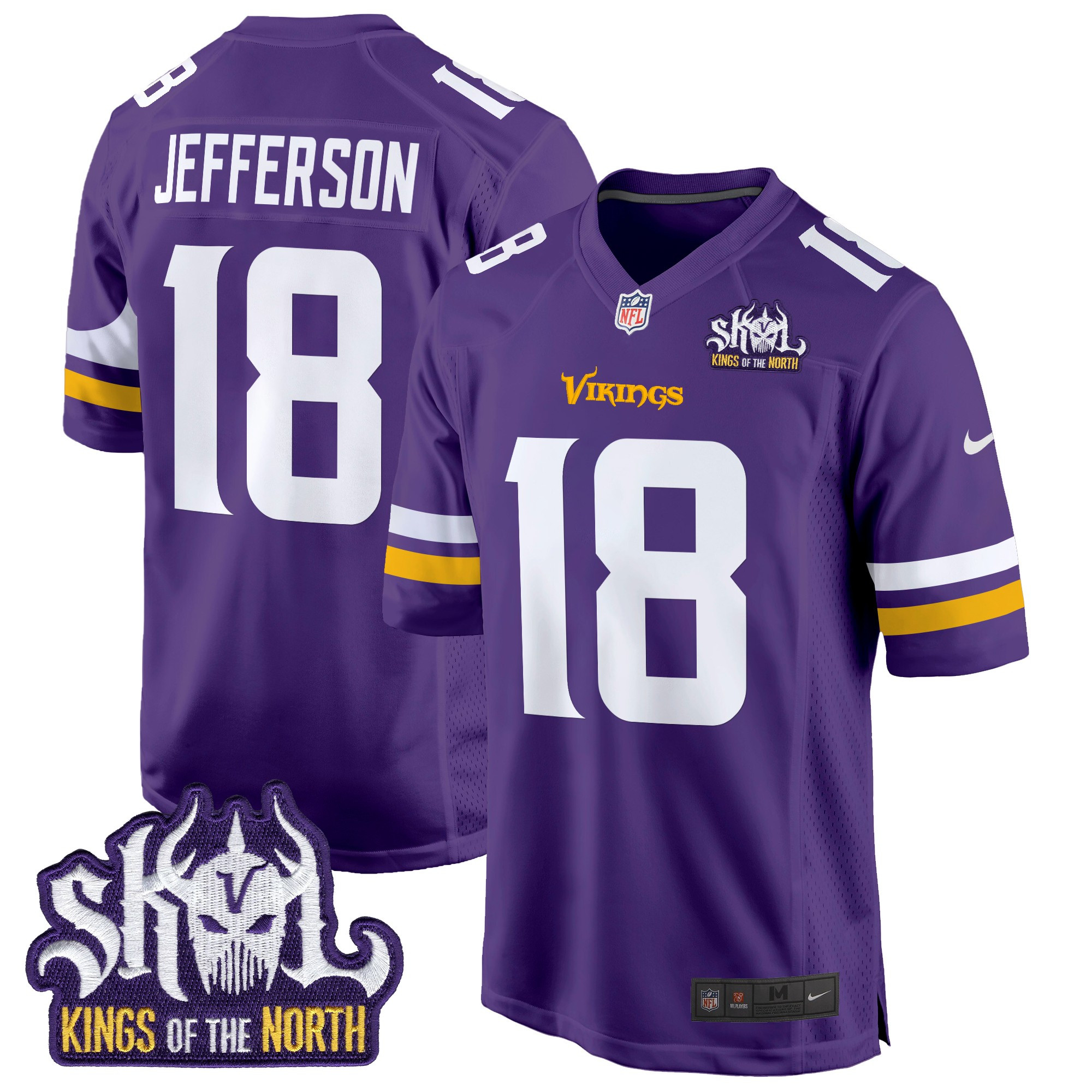 Men's Minnesota Vikings King Of The North Patch Game Jersey - All Stitched - Image 29