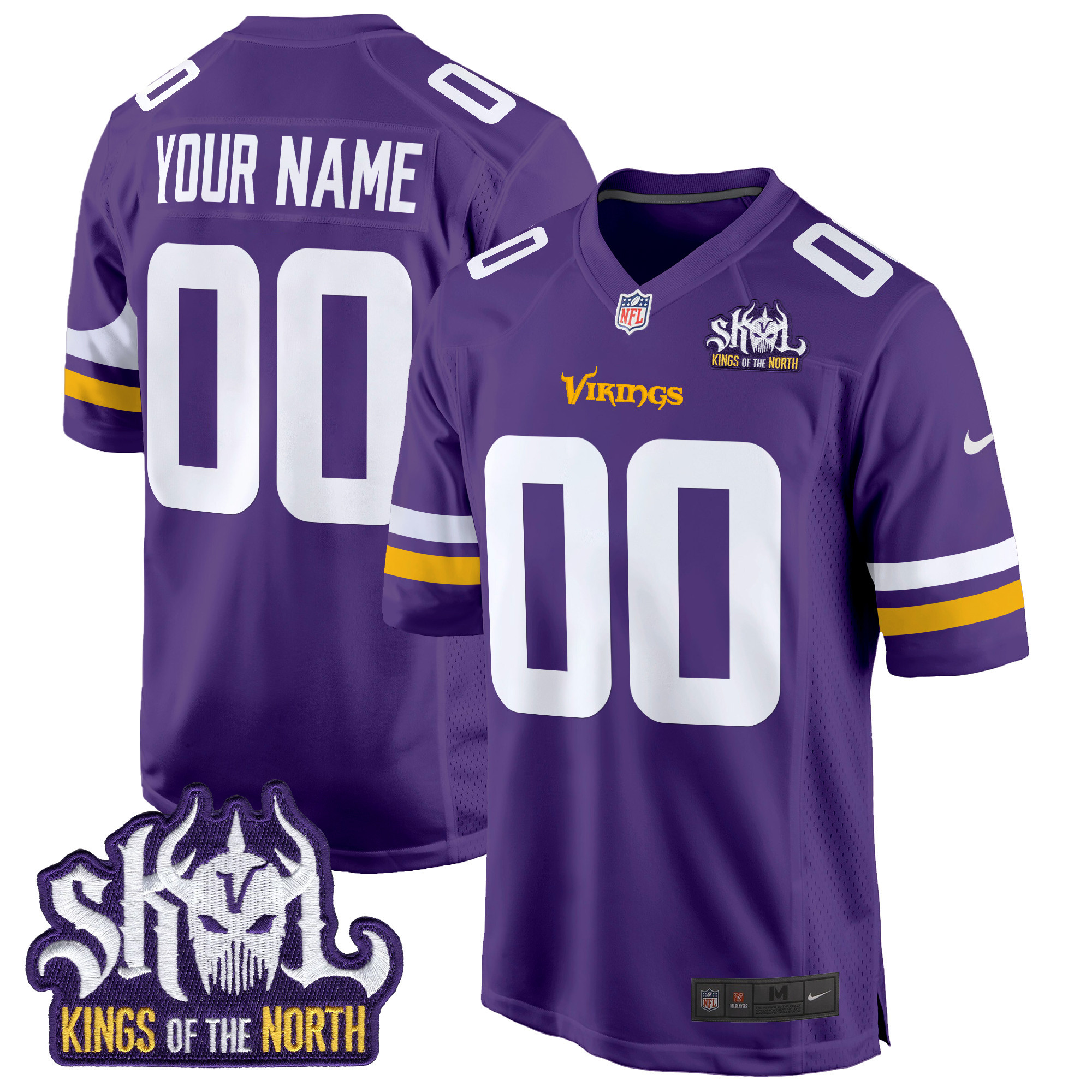 Minnesota Vikings King Of The North Patch Game Custom Jersey - All Stitched - Image 4