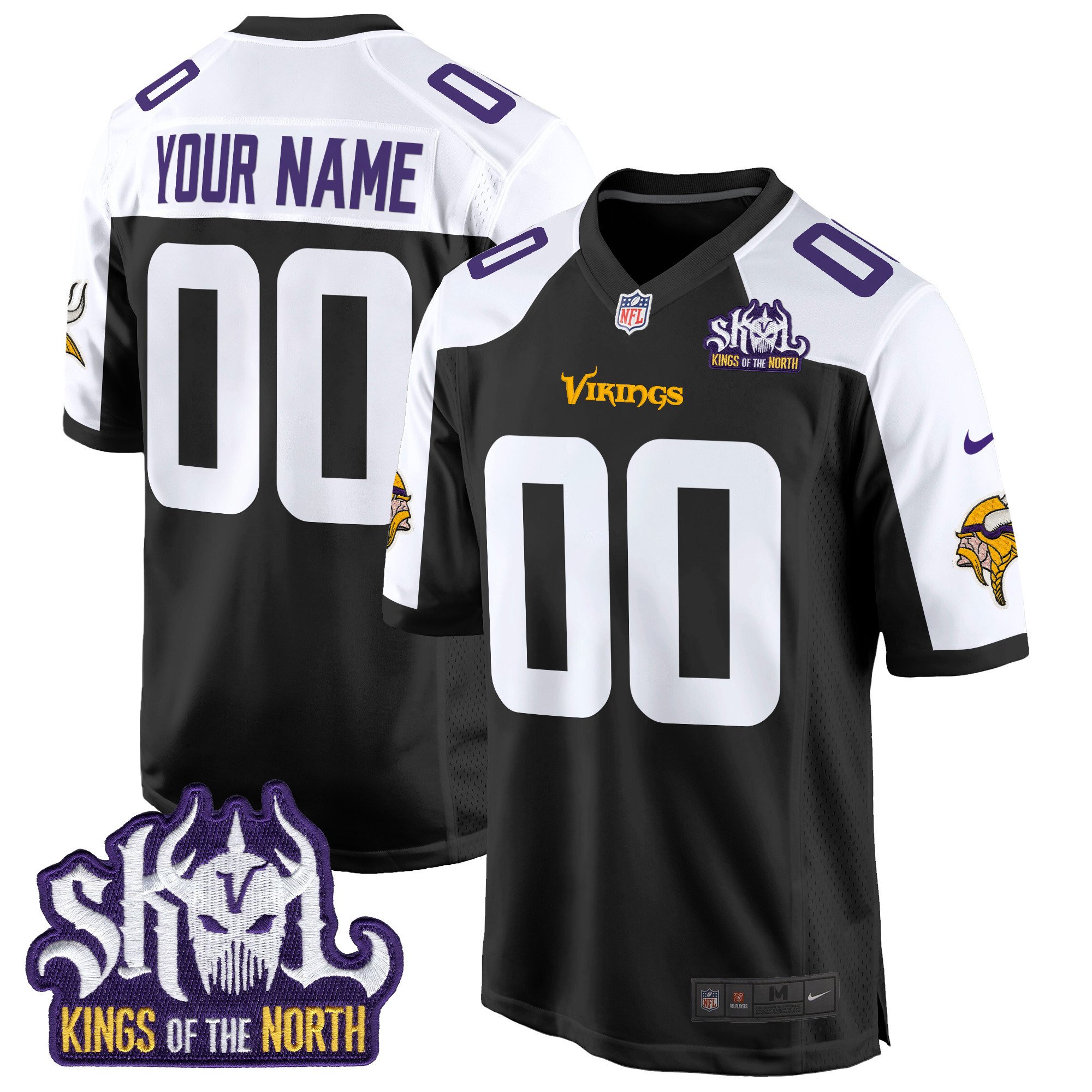 Minnesota Vikings King Of The North Patch Game Custom Jersey - All Stitched - Image 3