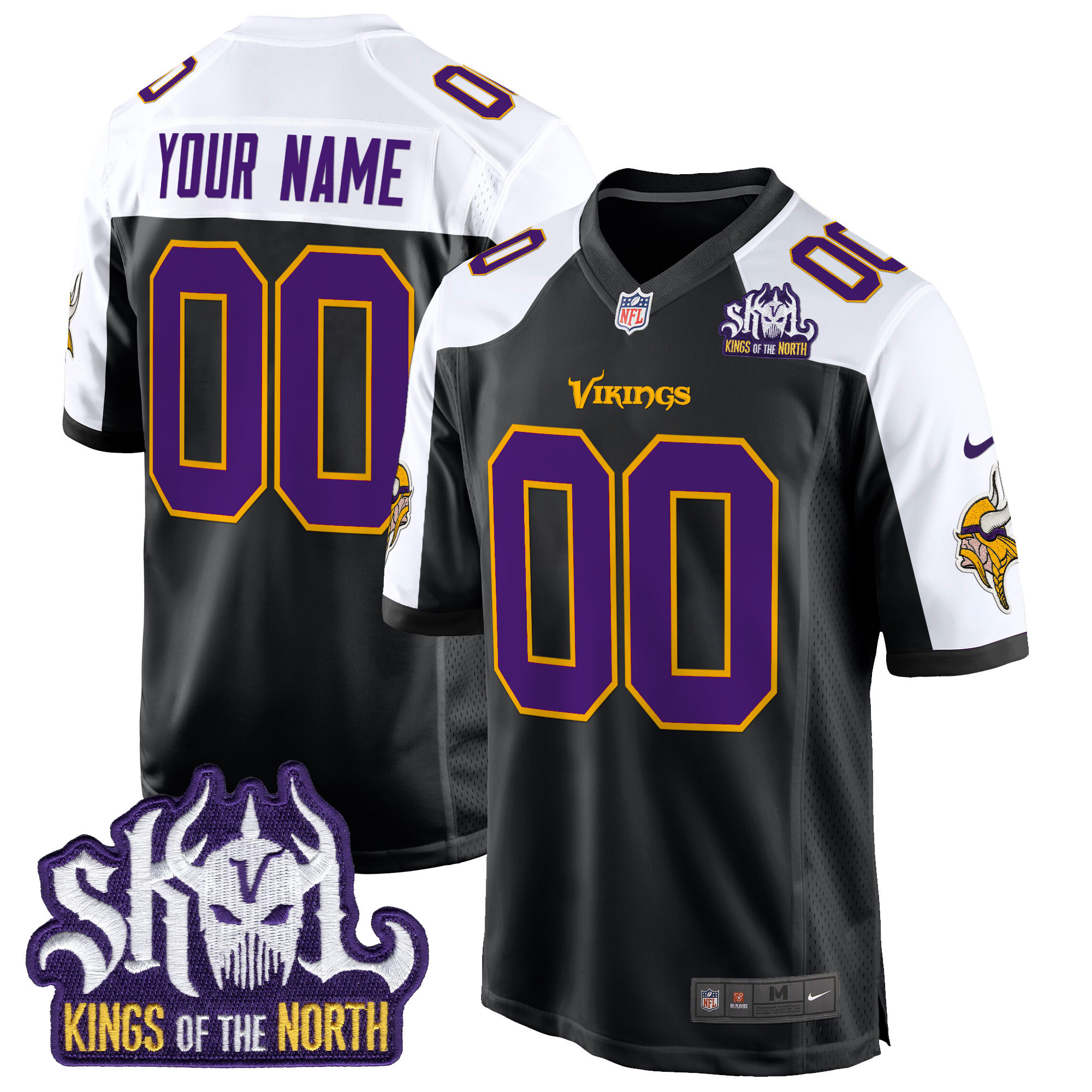 Minnesota Vikings King Of The North Patch Throwback Game Custom Jersey - All Stitched - Image 2