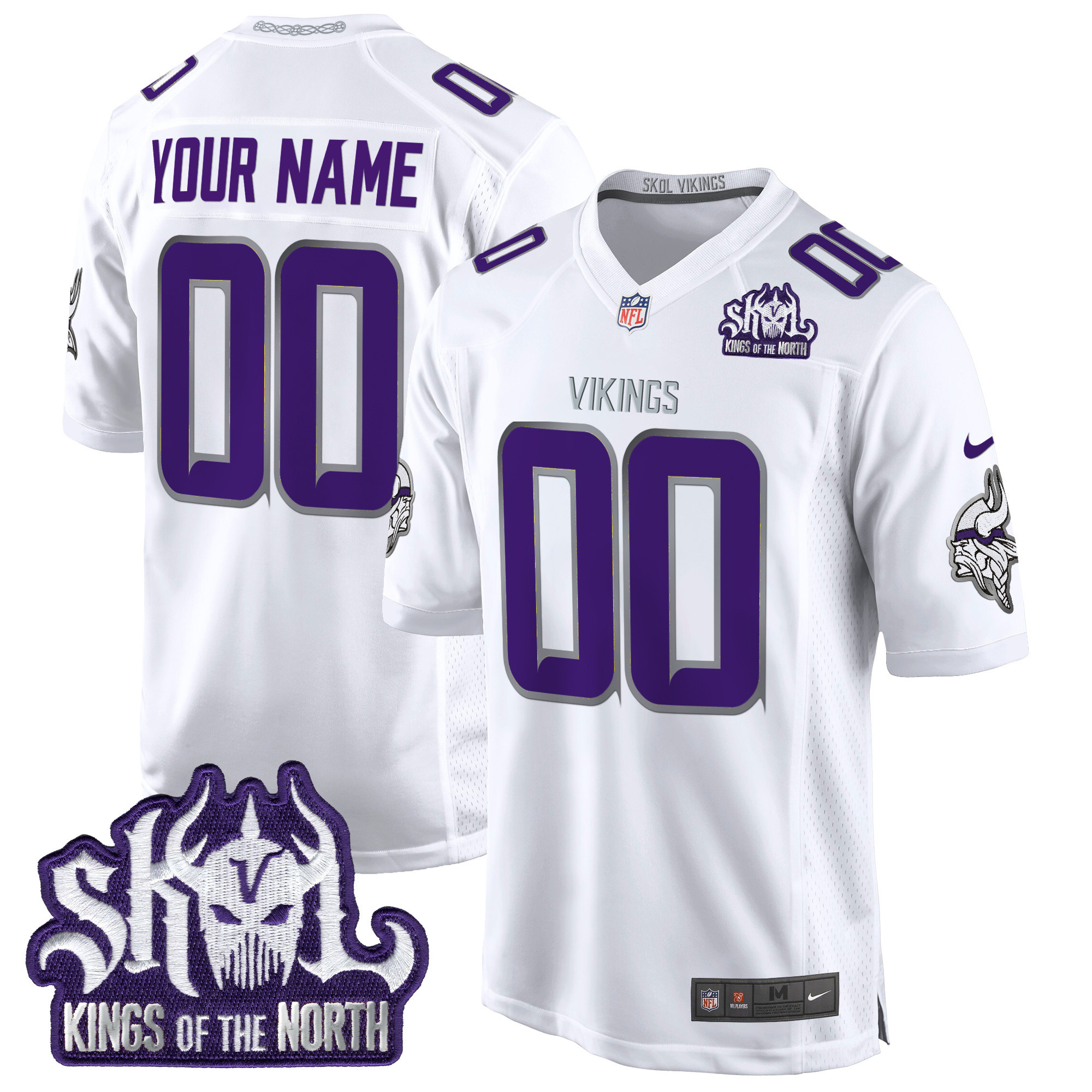 Minnesota Vikings King Of The North Patch Throwback Game Custom Jersey - All Stitched - Image 5