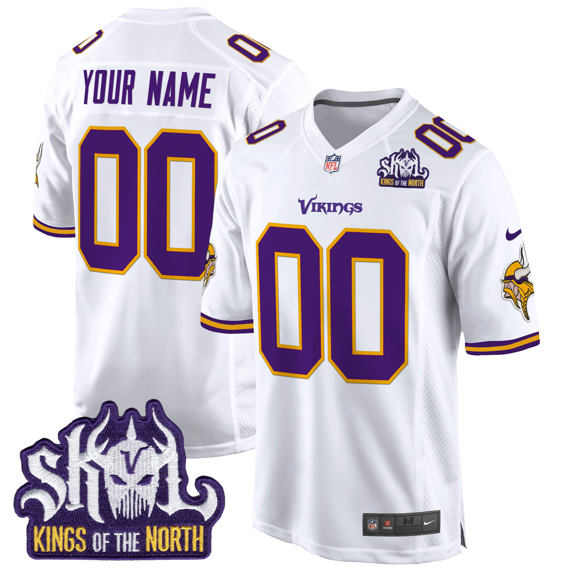 Minnesota Vikings King Of The North Patch Throwback Game Custom Jersey - All Stitched - Image 4