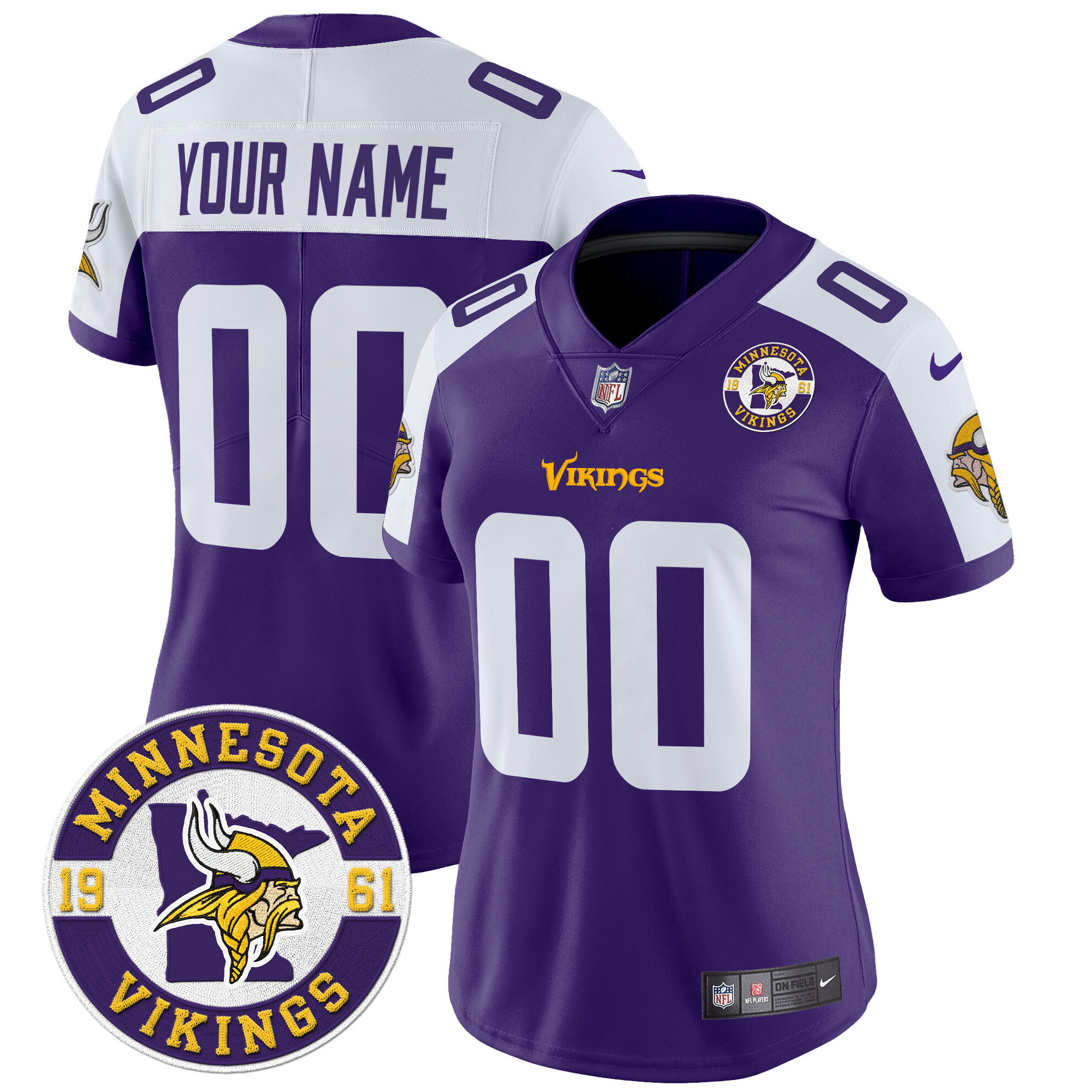 Minnesota Vikings 2024 Vapor Limited Custom Jersey V2 - Est. 1961 Patch - All Stitched - Image 6