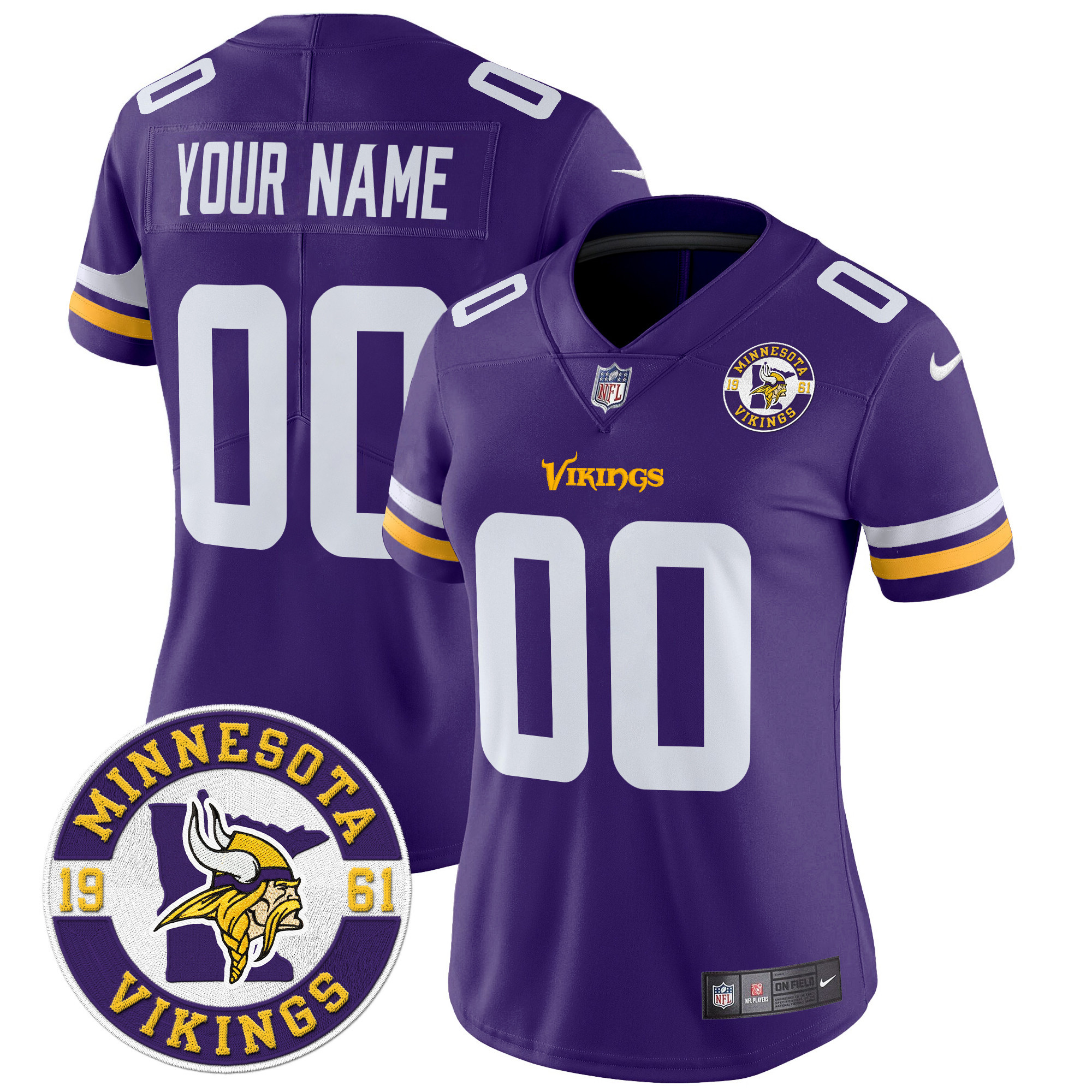 Minnesota Vikings 2024 Vapor Limited Custom Jersey V2 - Est. 1961 Patch - All Stitched - Image 8