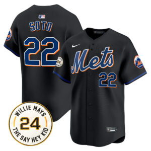 Men's Mets Willie Mays Patch Vapor Premier Limited Jersey - All Stitched