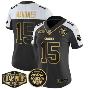 Women's Chiefs 2024 AFC West Division Champions Patch Gold Vapor Limited Jersey - All Stitched