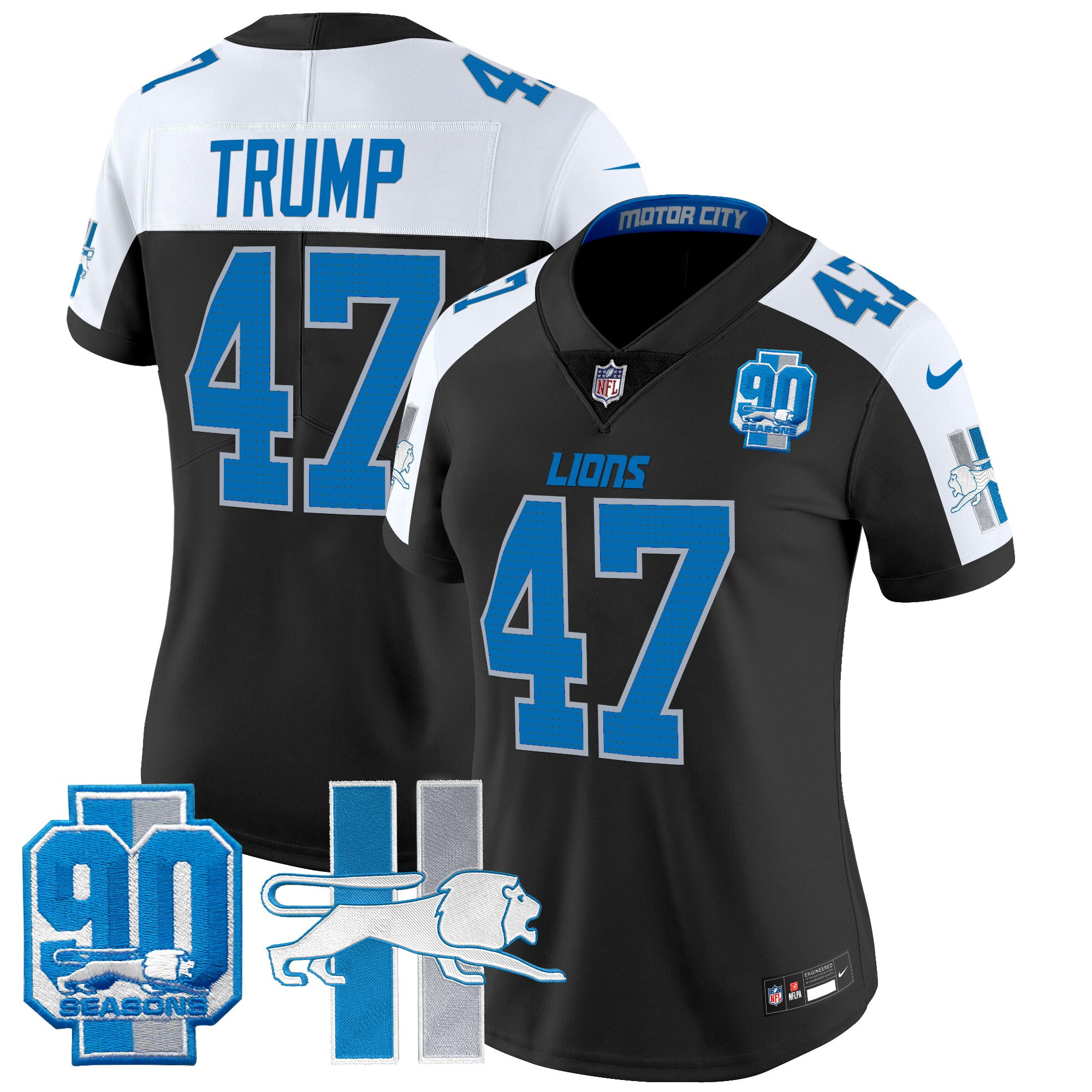 Women's Detroit Lions Throwback 90th Year Patch Vapor Limited Jersey - All Stitched - Image 8