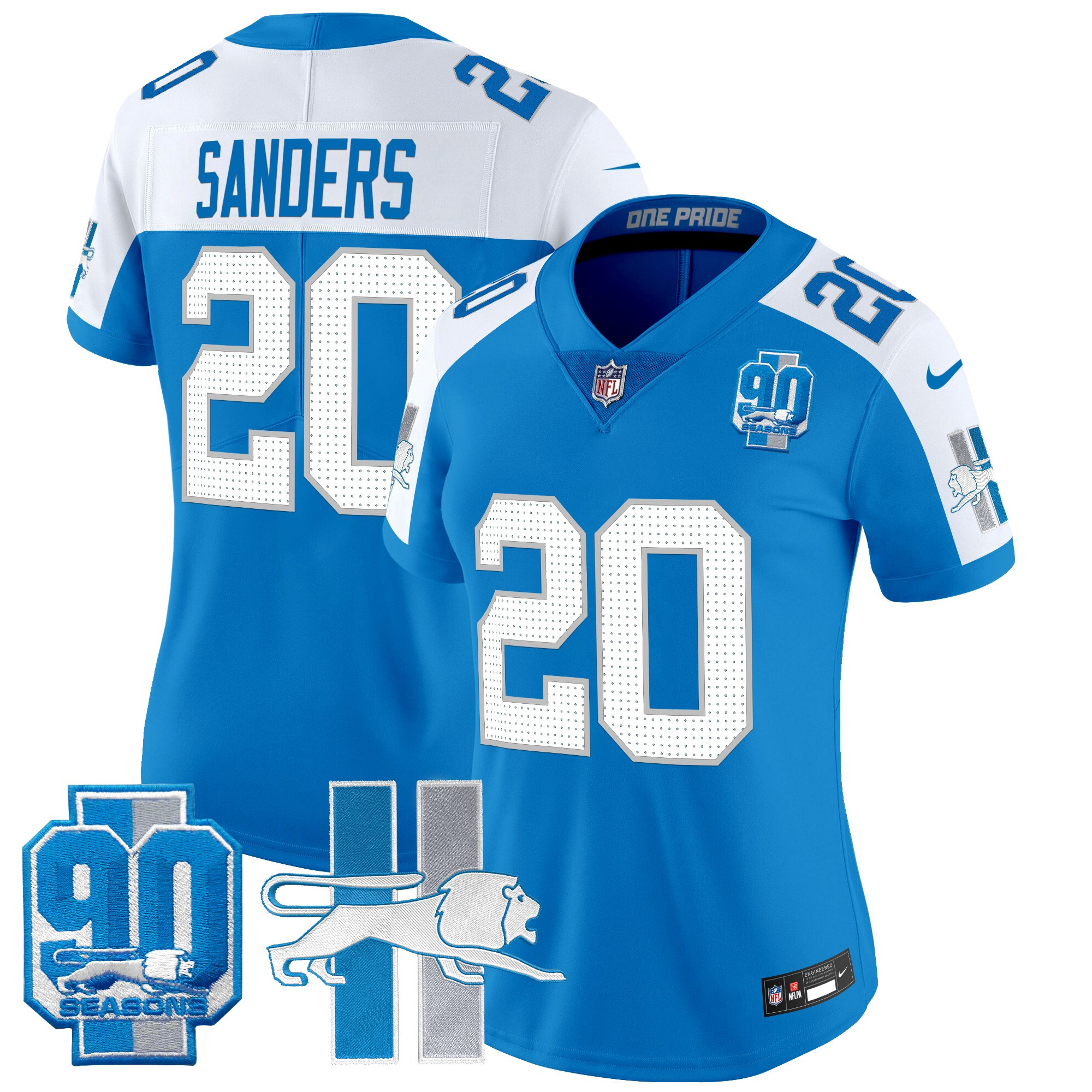 Women's Detroit Lions Throwback 90th Year Patch Vapor Limited Jersey - All Stitched - Image 21