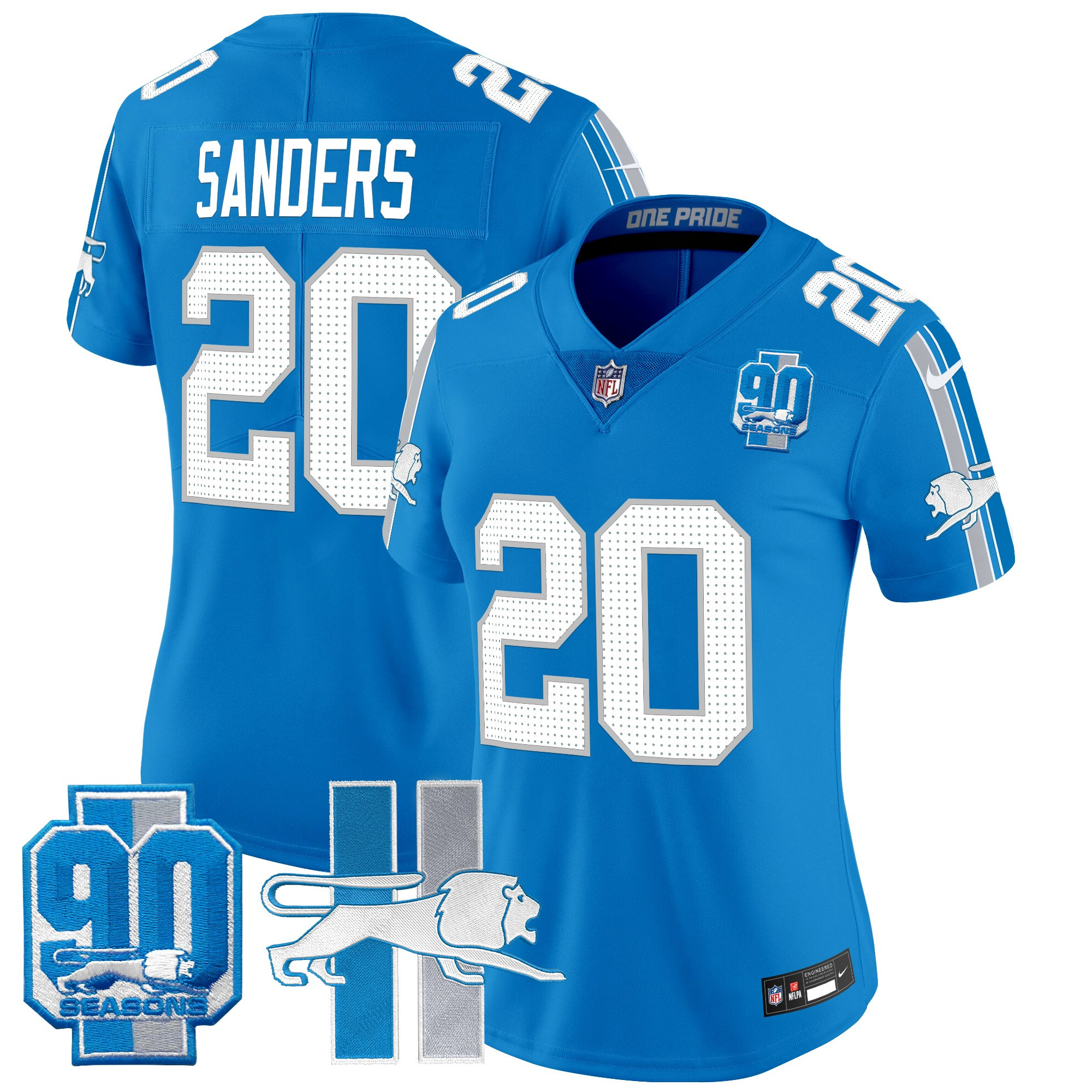 Women's Detroit Lions Throwback 90th Year Patch Vapor Limited Jersey - All Stitched - Image 37