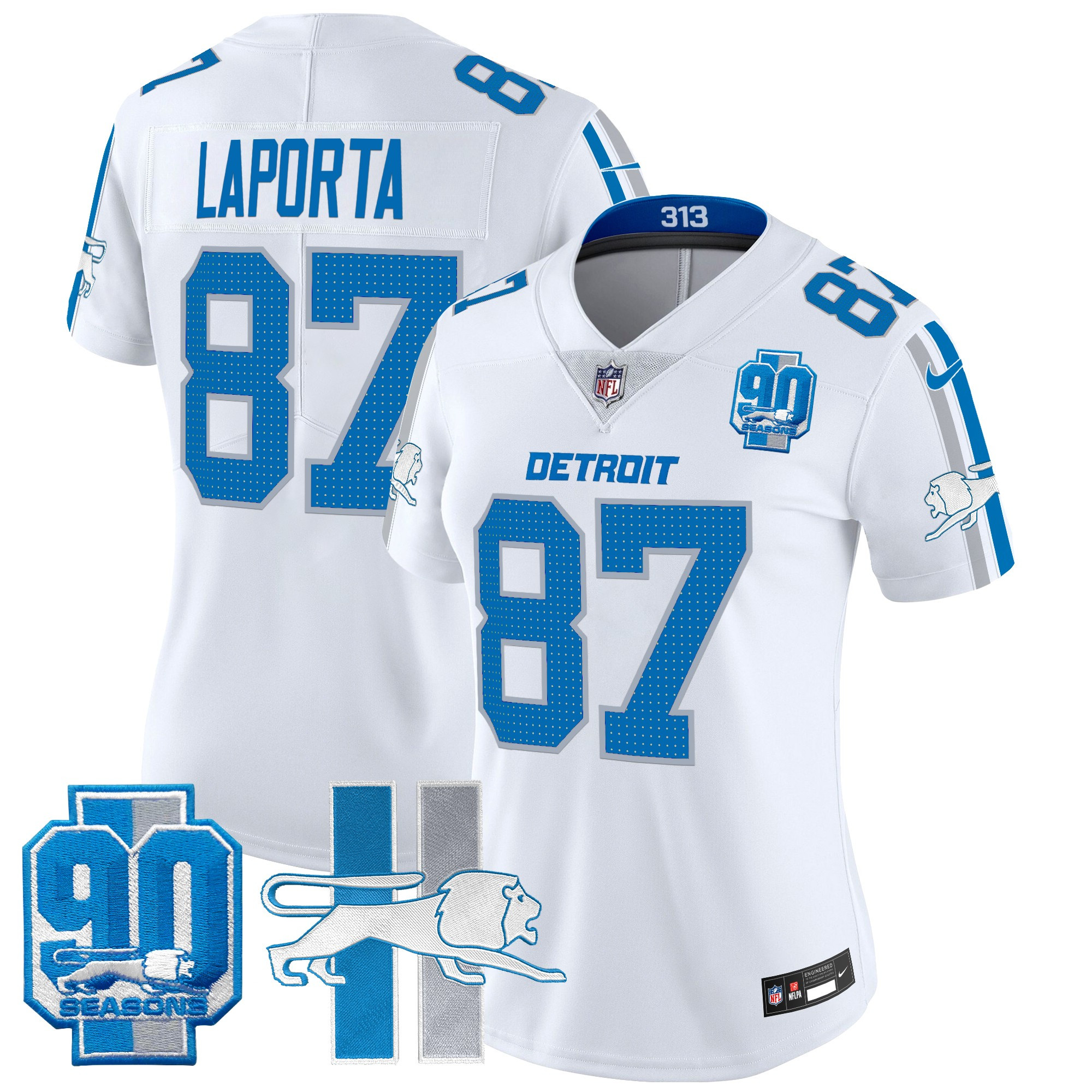 Women's Detroit Lions Throwback 90th Year Patch Vapor Limited Jersey - All Stitched - Image 30