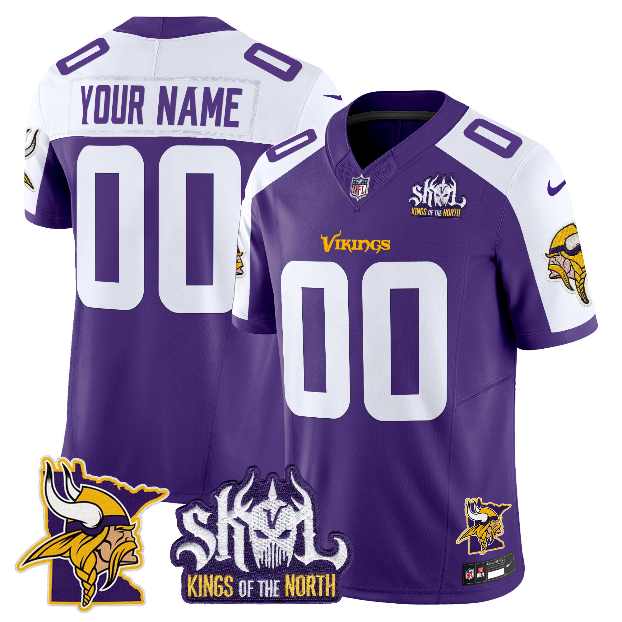Minnesota Vikings Kings Of The North Patch Vapor Limited Custom Jersey V3 - All Stitched - Image 2