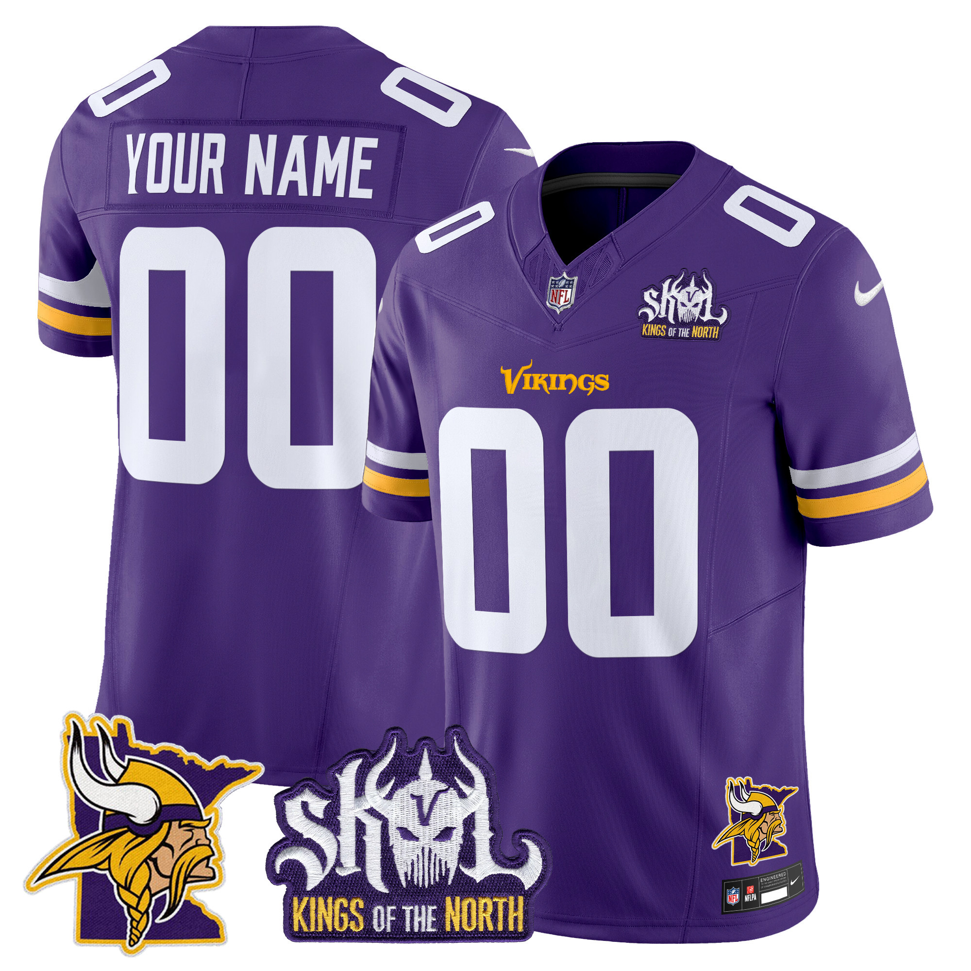 Minnesota Vikings Kings Of The North Patch Vapor Limited Custom Jersey V3 - All Stitched - Image 4