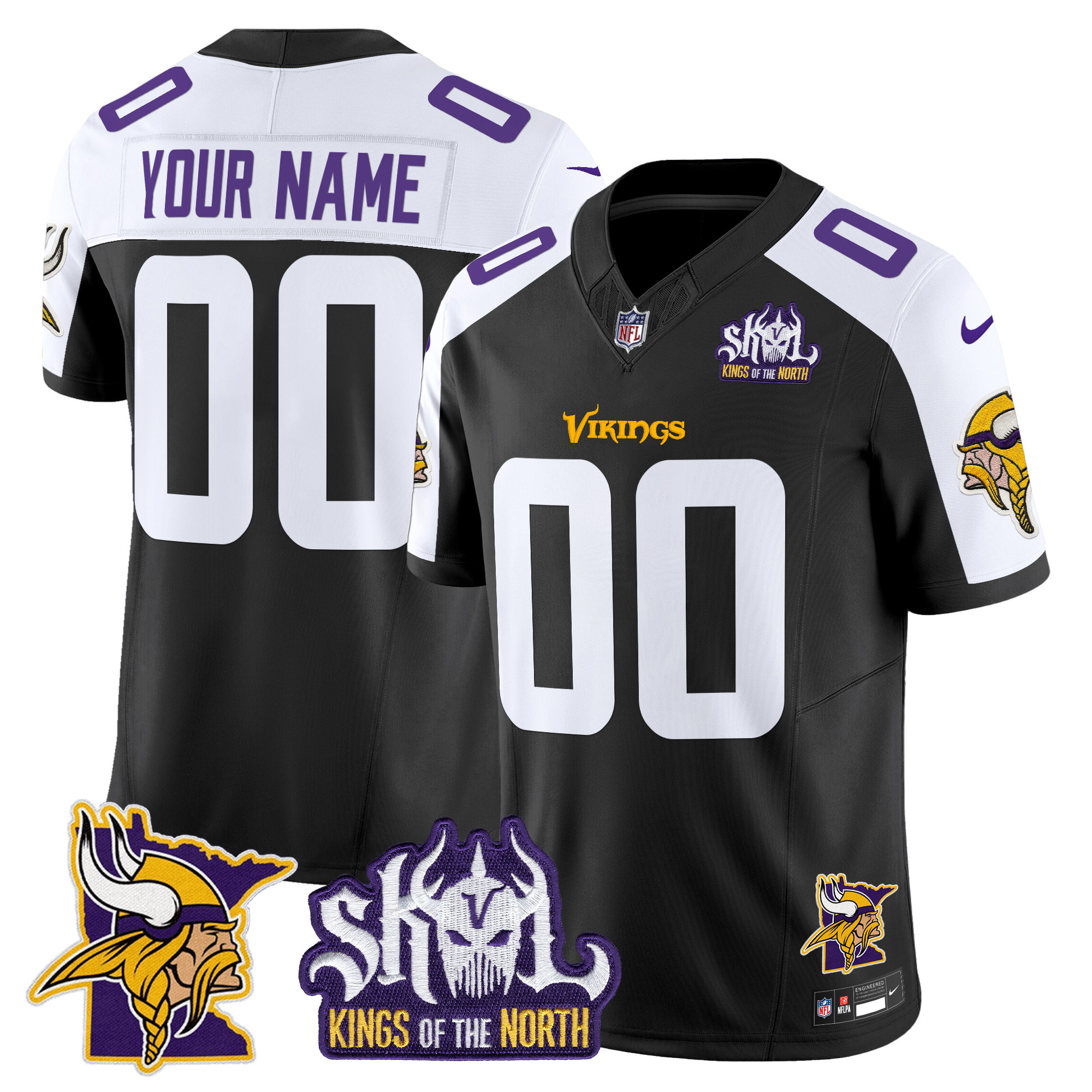 Minnesota Vikings Kings Of The North Patch Vapor Limited Custom Jersey V3 - All Stitched - Image 3