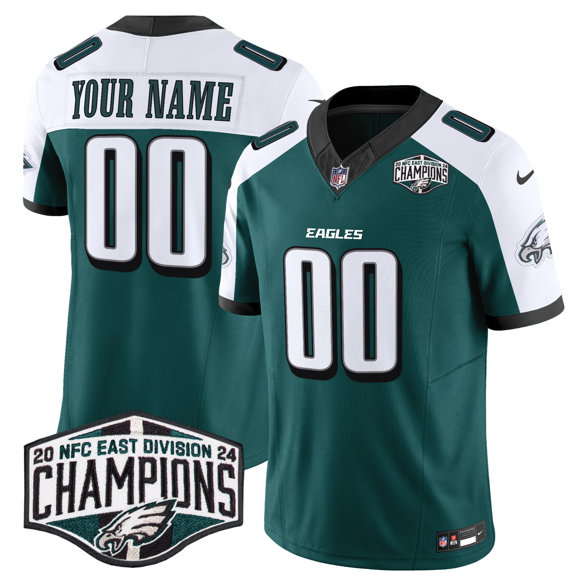 Eagles 2024 NFC East Division Champions Vapor Limited Custom Jersey - All Stitched - Image 4