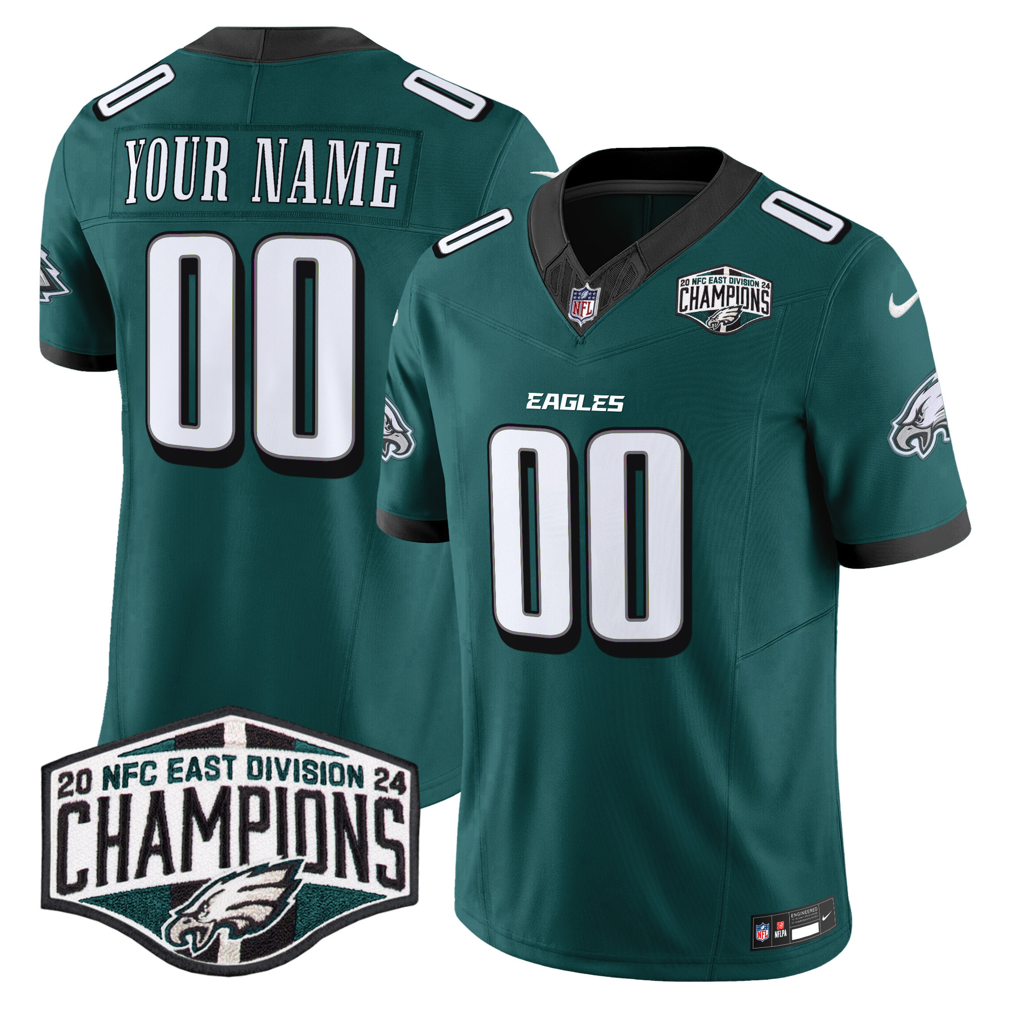 Eagles 2024 NFC East Division Champions Vapor Limited Custom Jersey - All Stitched - Image 2