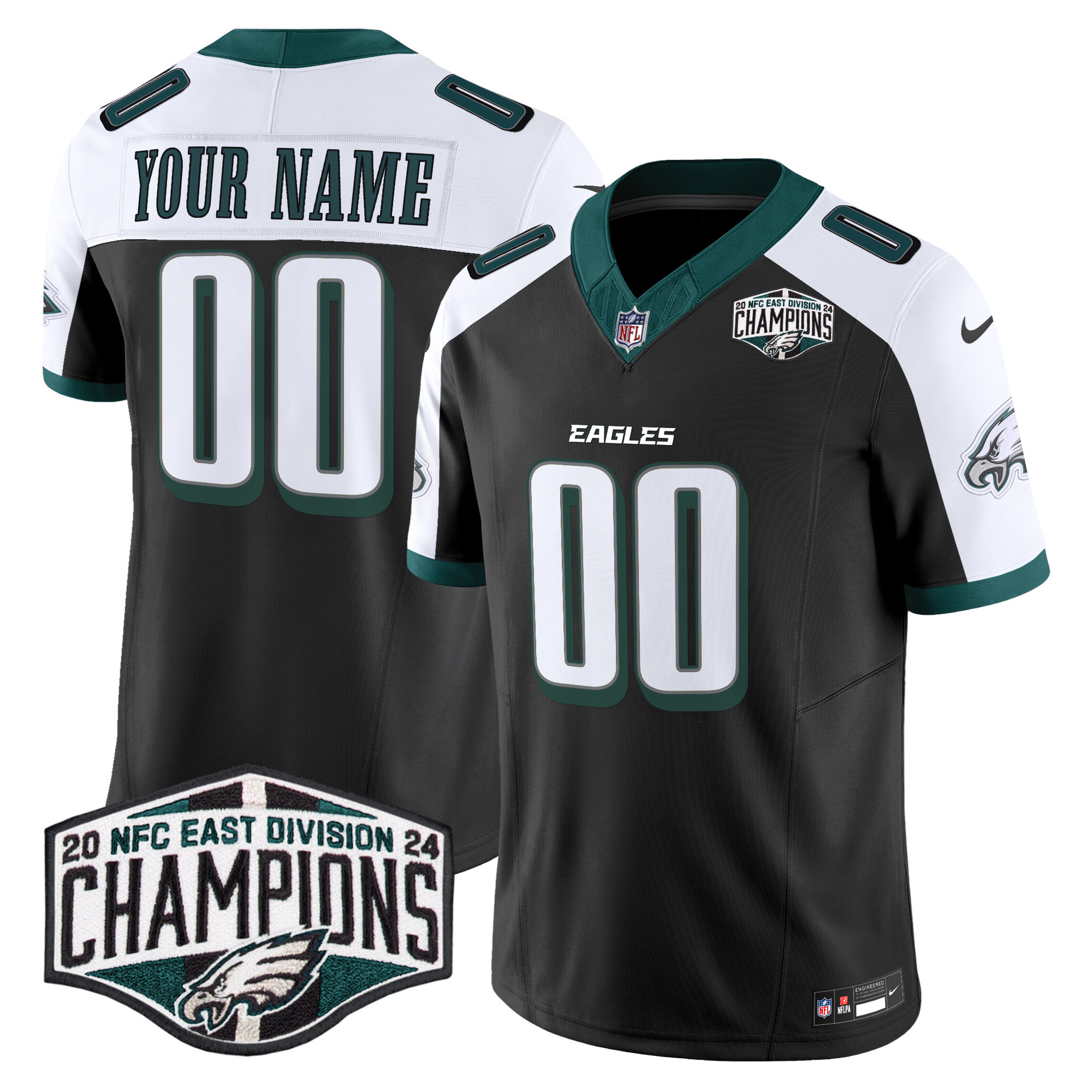 Eagles 2024 NFC East Division Champions Vapor Limited Custom Jersey - All Stitched - Image 5