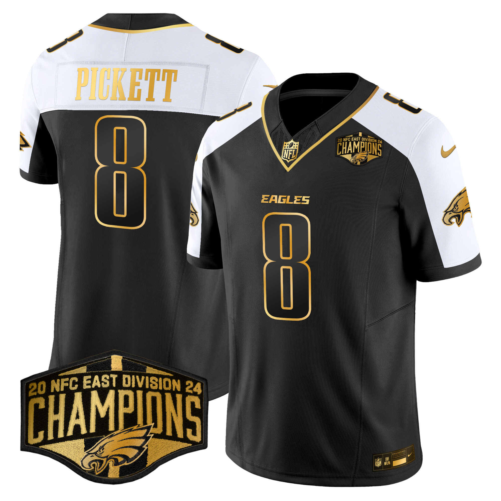 Men's Eagles 2024 NFC East Division Champions Gold Vapor Limited Jersey - All Stitched - Image 2