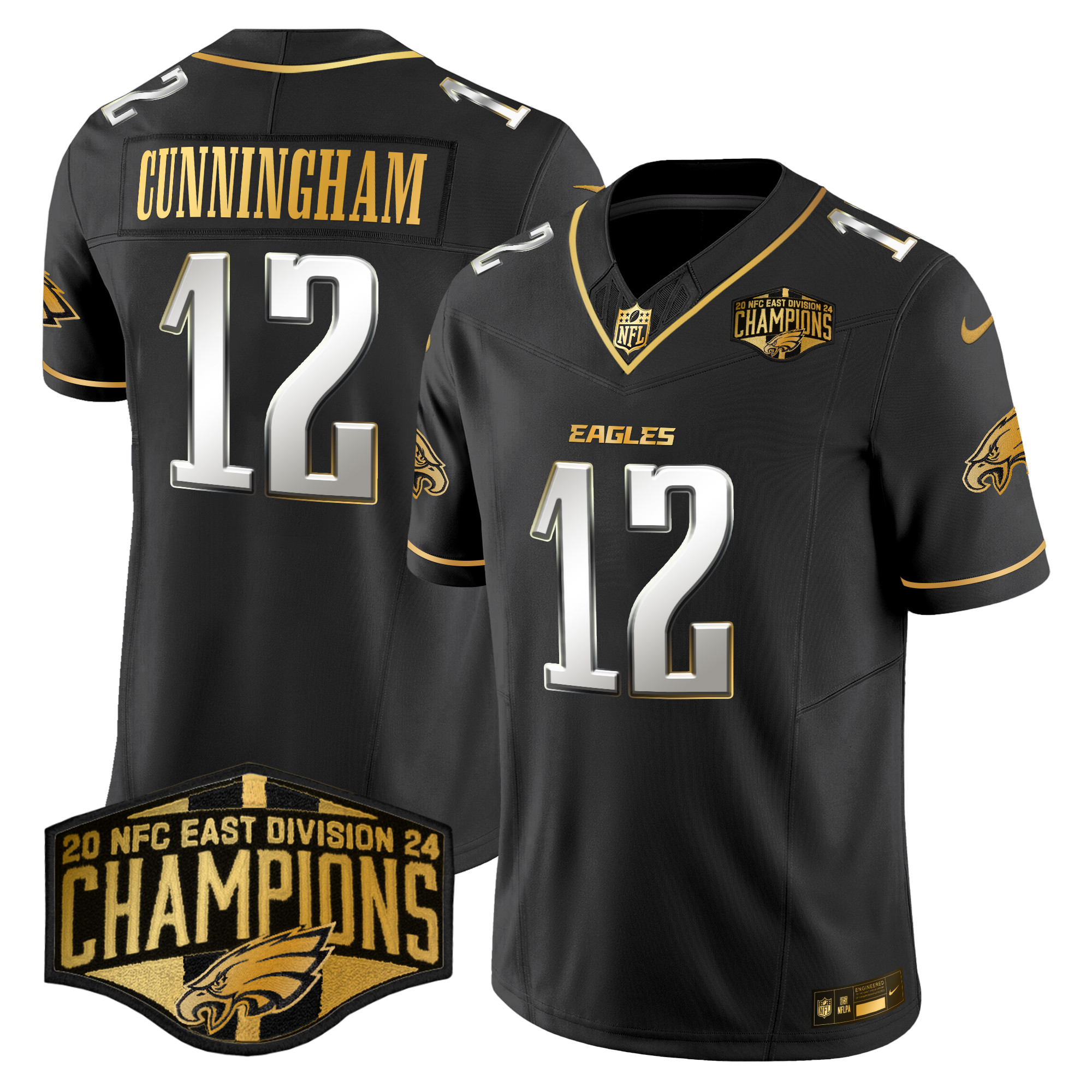 Men's Eagles 2024 NFC East Division Champions Gold Vapor Limited Jersey - All Stitched - Image 30