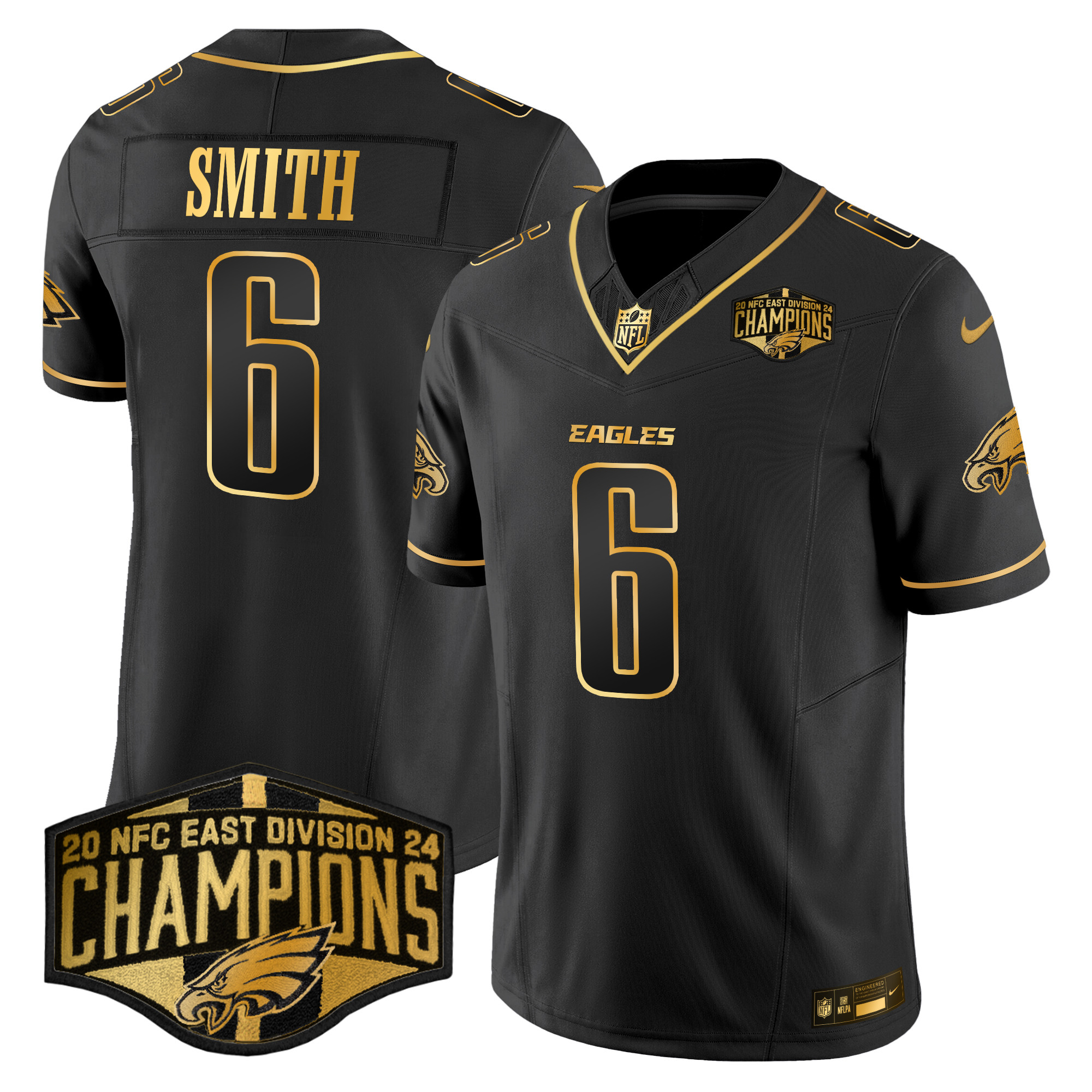 Men's Eagles 2024 NFC East Division Champions Gold Vapor Limited Jersey - All Stitched - Image 21