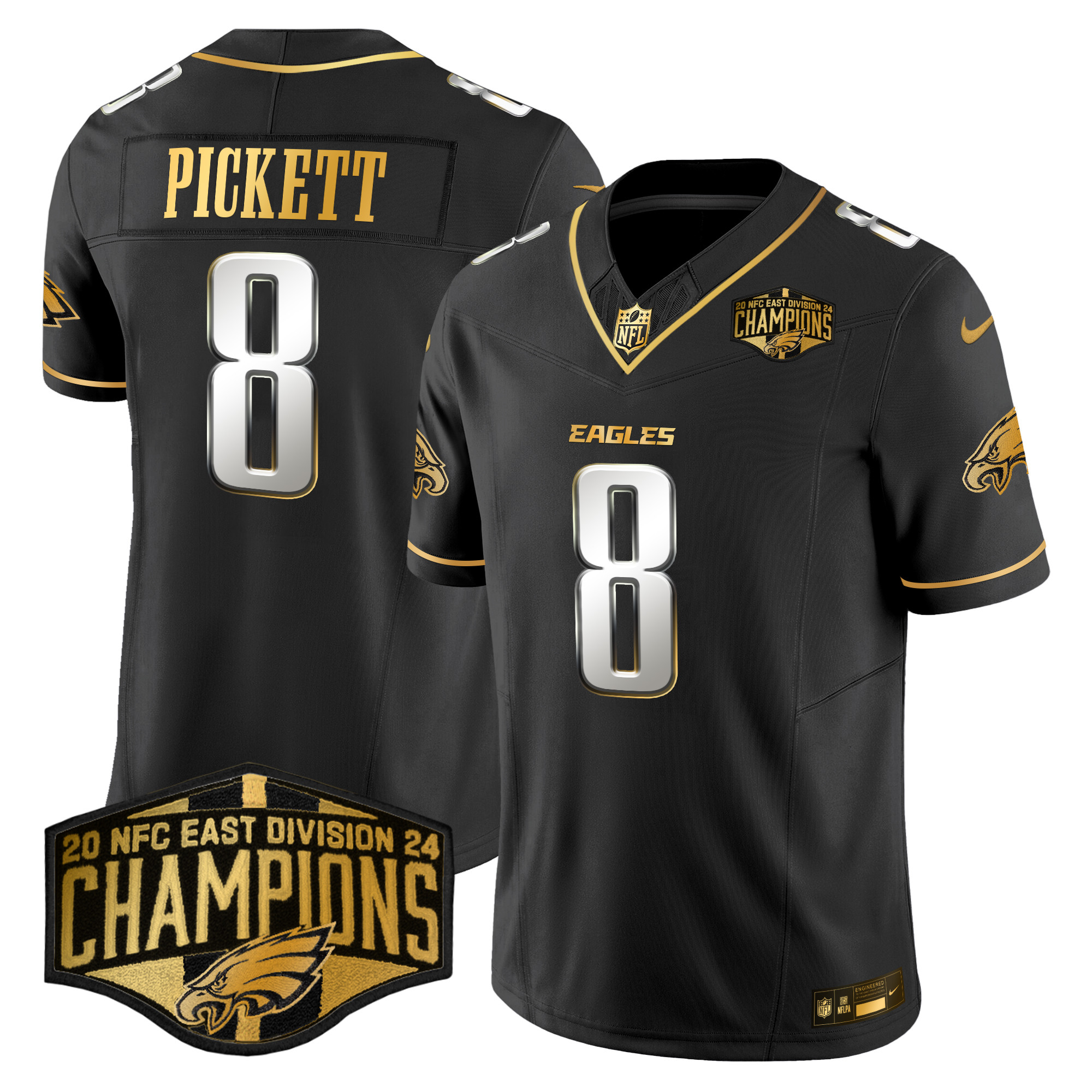 Men's Eagles 2024 NFC East Division Champions Gold Vapor Limited Jersey - All Stitched - Image 26