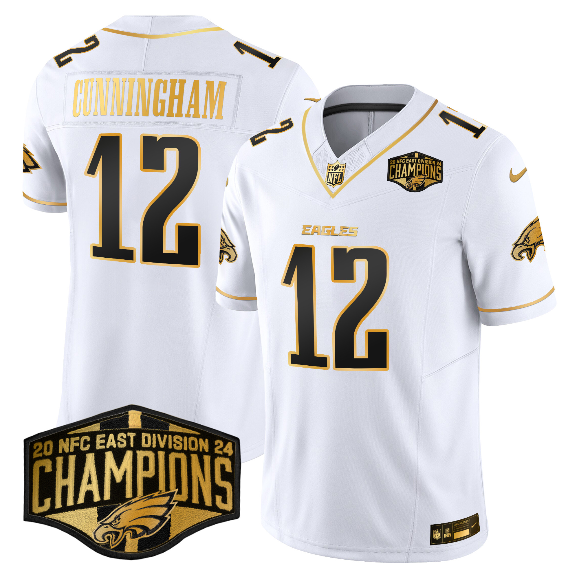 Men's Eagles 2024 NFC East Division Champions Gold Vapor Limited Jersey - All Stitched - Image 14