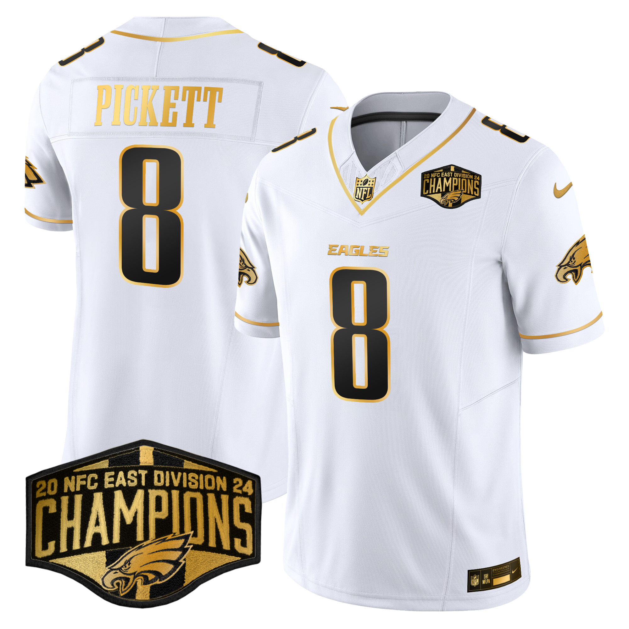 Men's Eagles 2024 NFC East Division Champions Gold Vapor Limited Jersey - All Stitched - Image 10