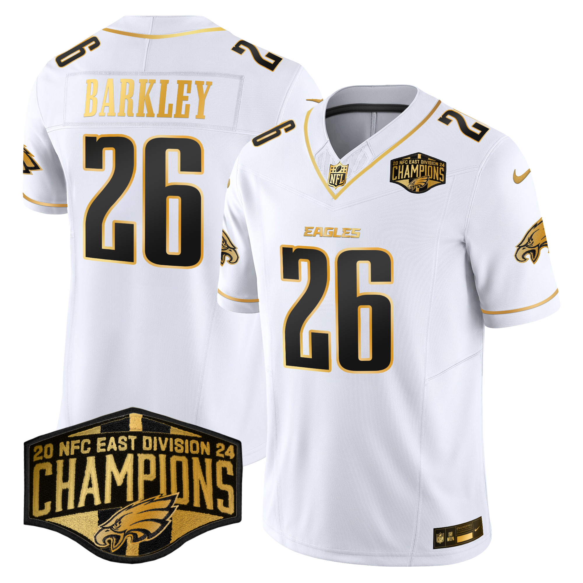 Men's Eagles 2024 NFC East Division Champions Gold Vapor Limited Jersey - All Stitched - Image 9