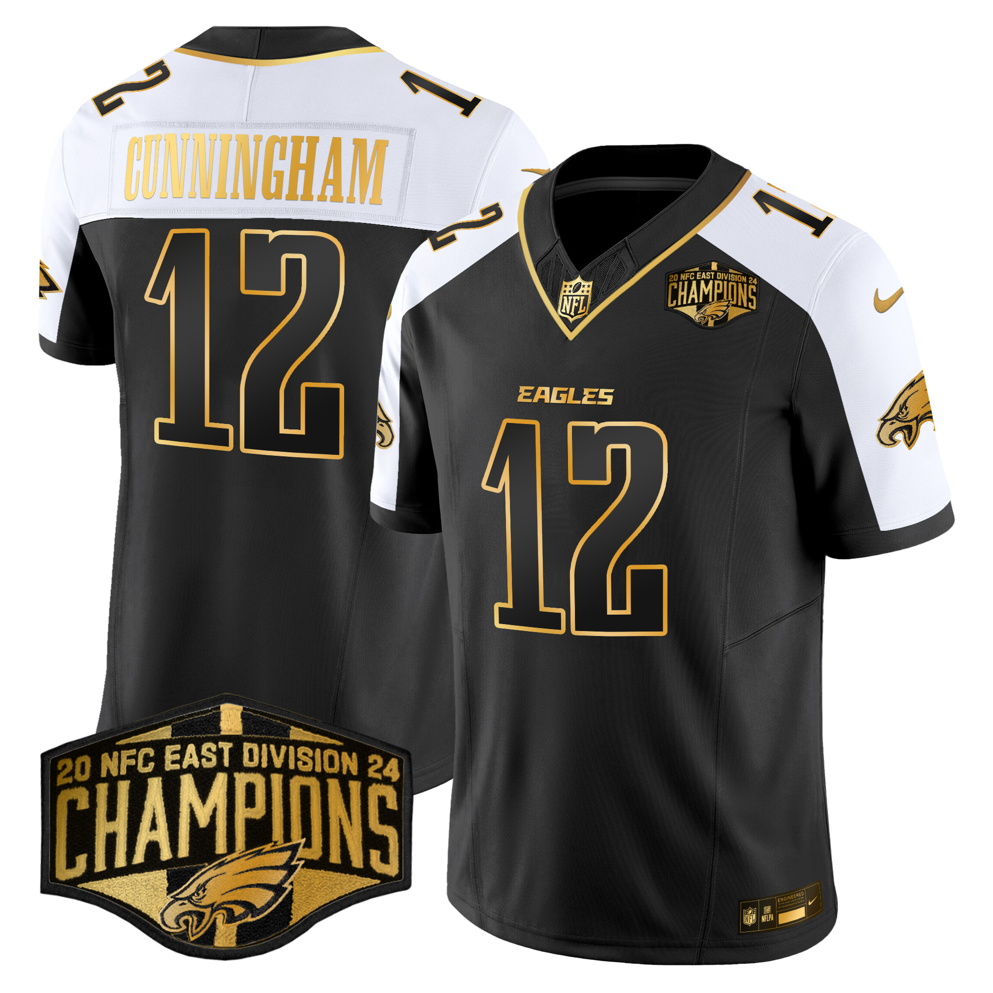 Men's Eagles 2024 NFC East Division Champions Gold Vapor Limited Jersey - All Stitched - Image 6