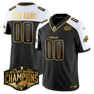 Eagles 2024 NFC East Division Champions Gold Vapor Limited Custom Jersey - All Stitched