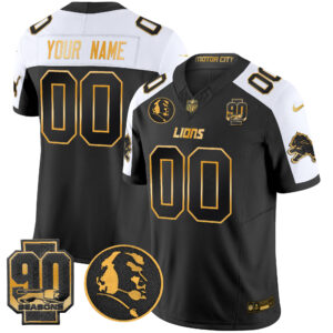 Detroit Lions 2024 90th & John Madden Patch Gold Vapor Limited Custom Jersey V2 - All Stitched