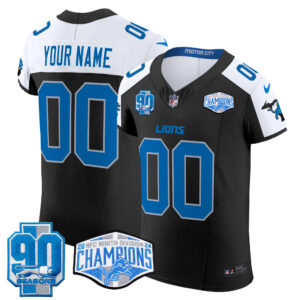 Detroit Lions 2024 NFC North Division Champions Patch Vapor Elite Custom Jersey - All Stitched