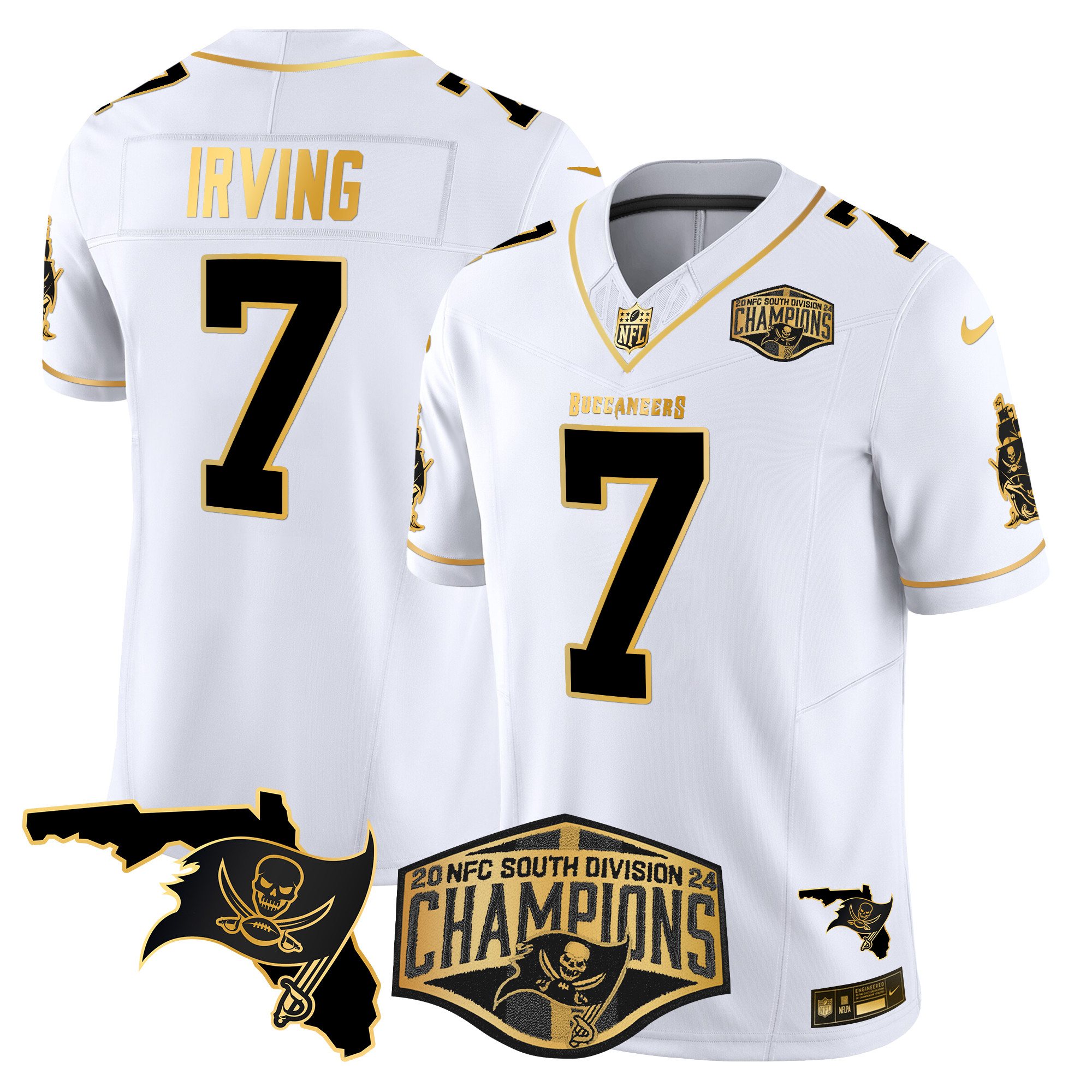 Men's Buccaneers 2024 NFC South Division Champions Patch Gold Vapor Limited Jersey - All Stitched - Image 10