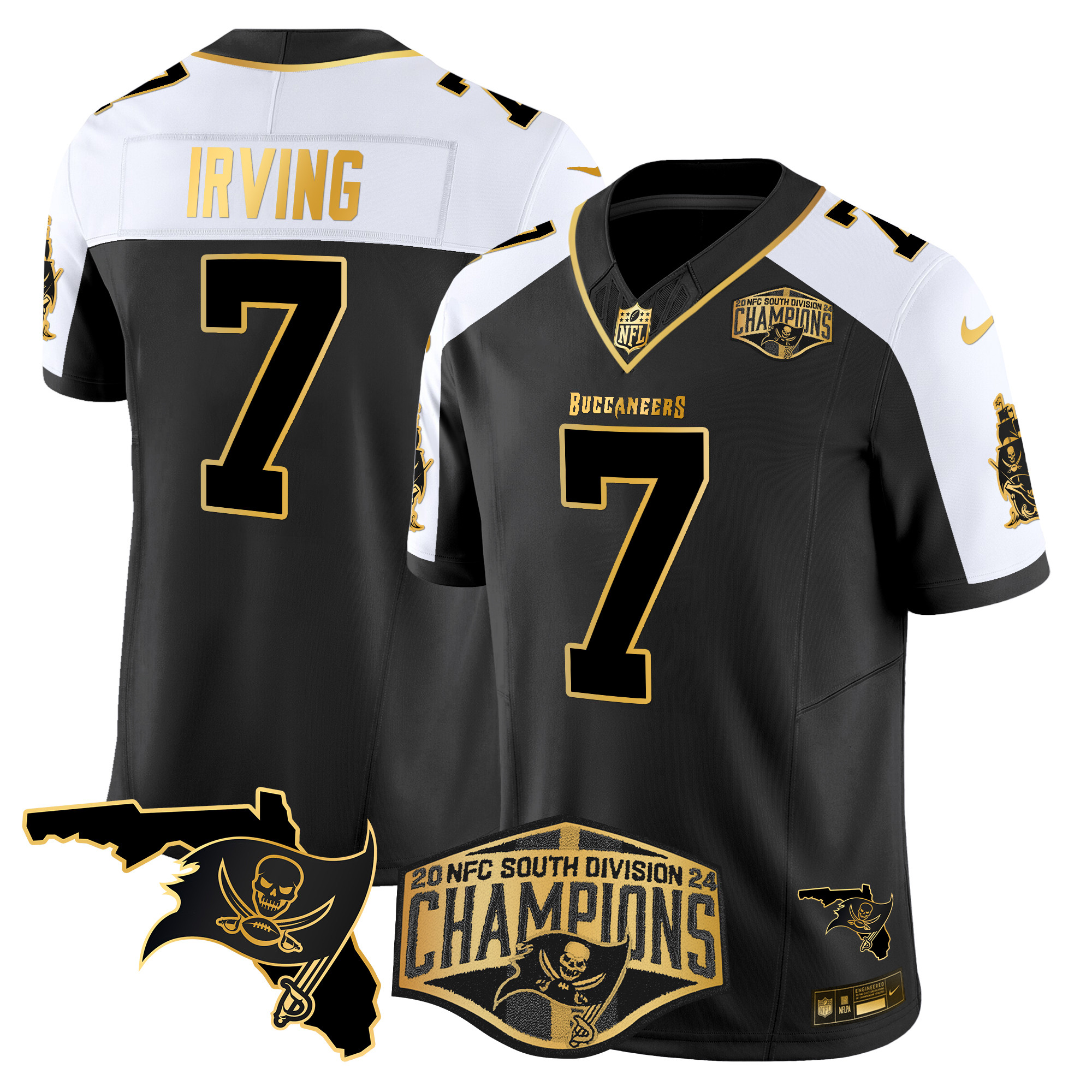 Men's Buccaneers 2024 NFC South Division Champions Patch Gold Vapor Limited Jersey - All Stitched - Image 2